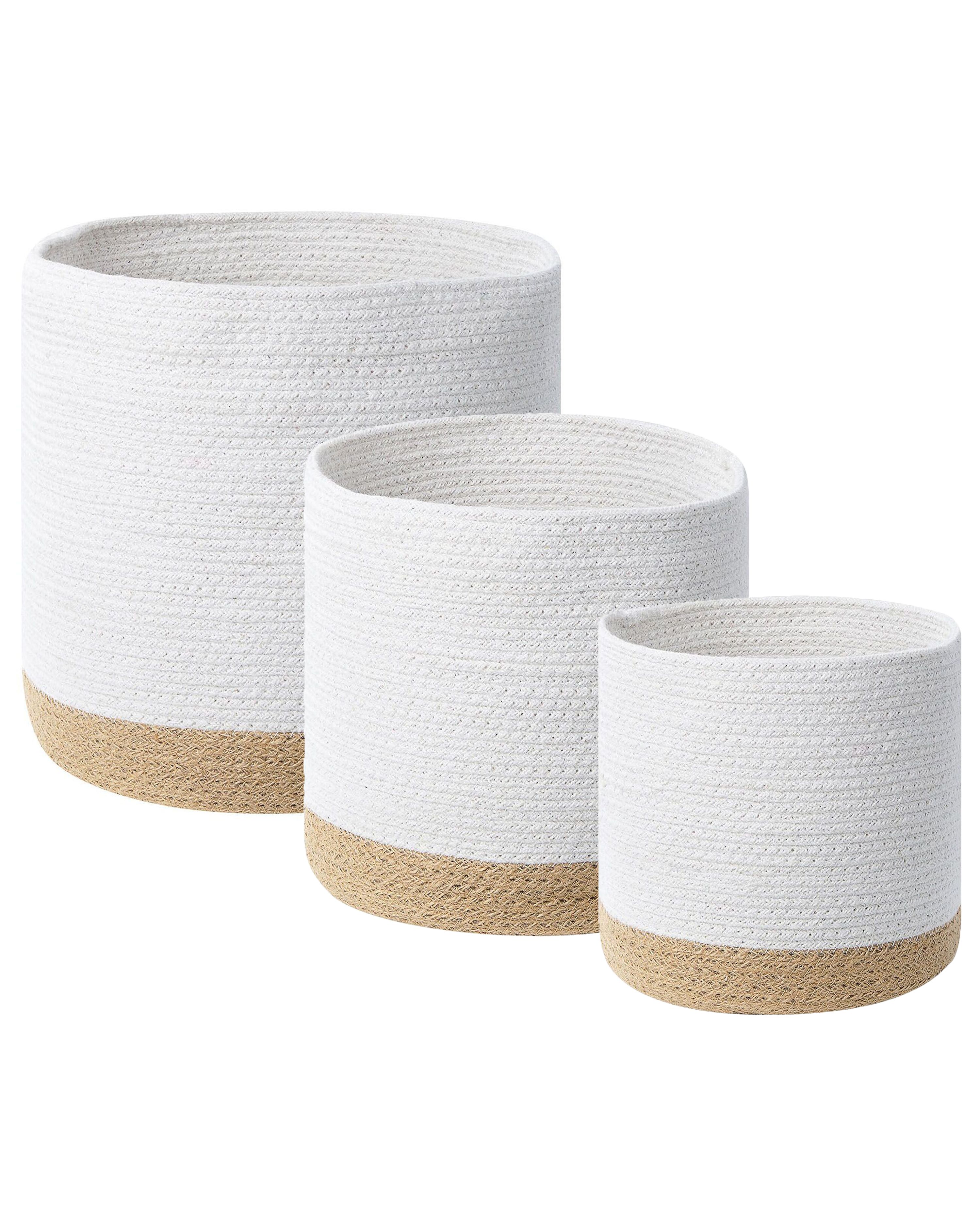 Set of 3 Baskets BASIMA Cotton White