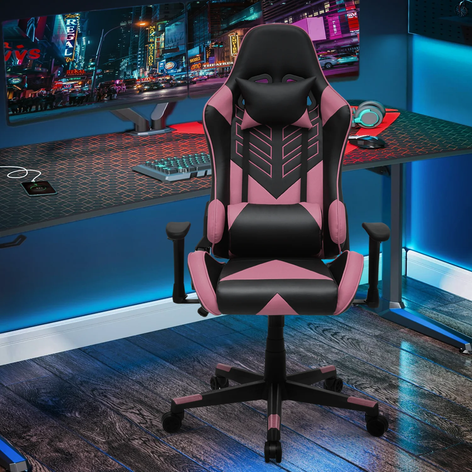 Magshion Ergonomic Gaming Chair, Comfortable Gaming Chair, Computer Chair Leather Desk Chair Adjustable Swivel Gaming Office Chair, Blue - Image 37