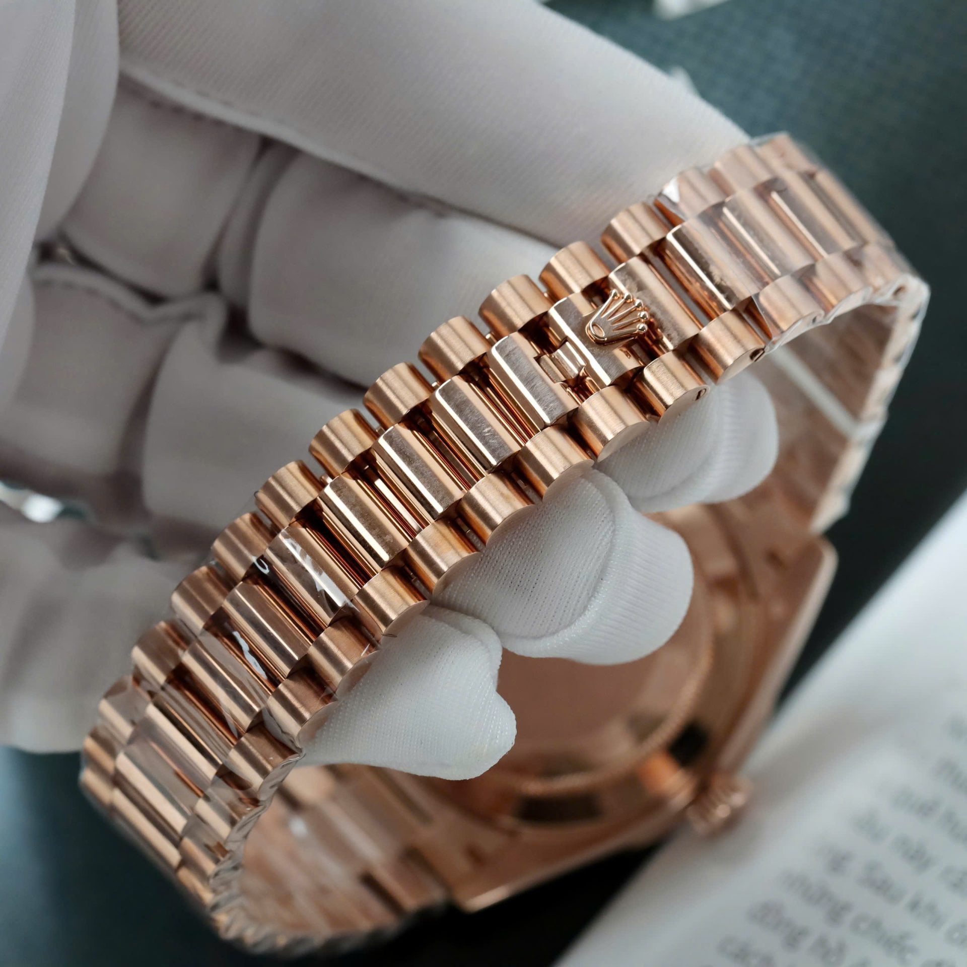 Rolex Day-Date Chocolate Dial Copies Watches Gold Wrapped + Moissanite Dial Markers Custom 40mm - Elite Watch Atelier