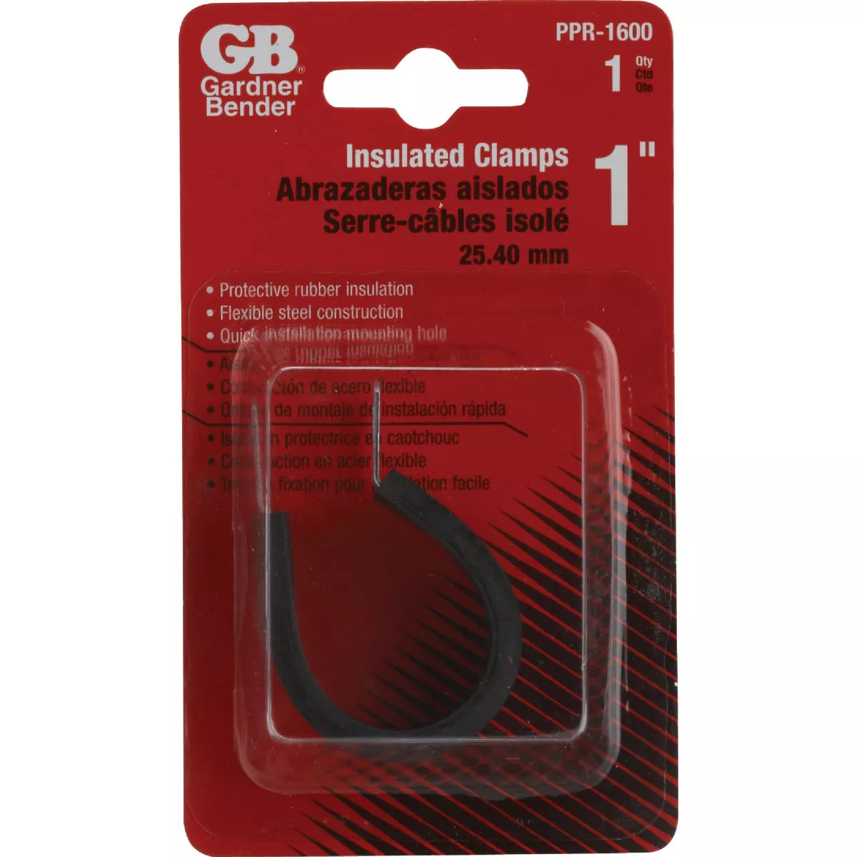 Gardner Bender 1 In. Steel with Rubber Insert Black Cable Clamp