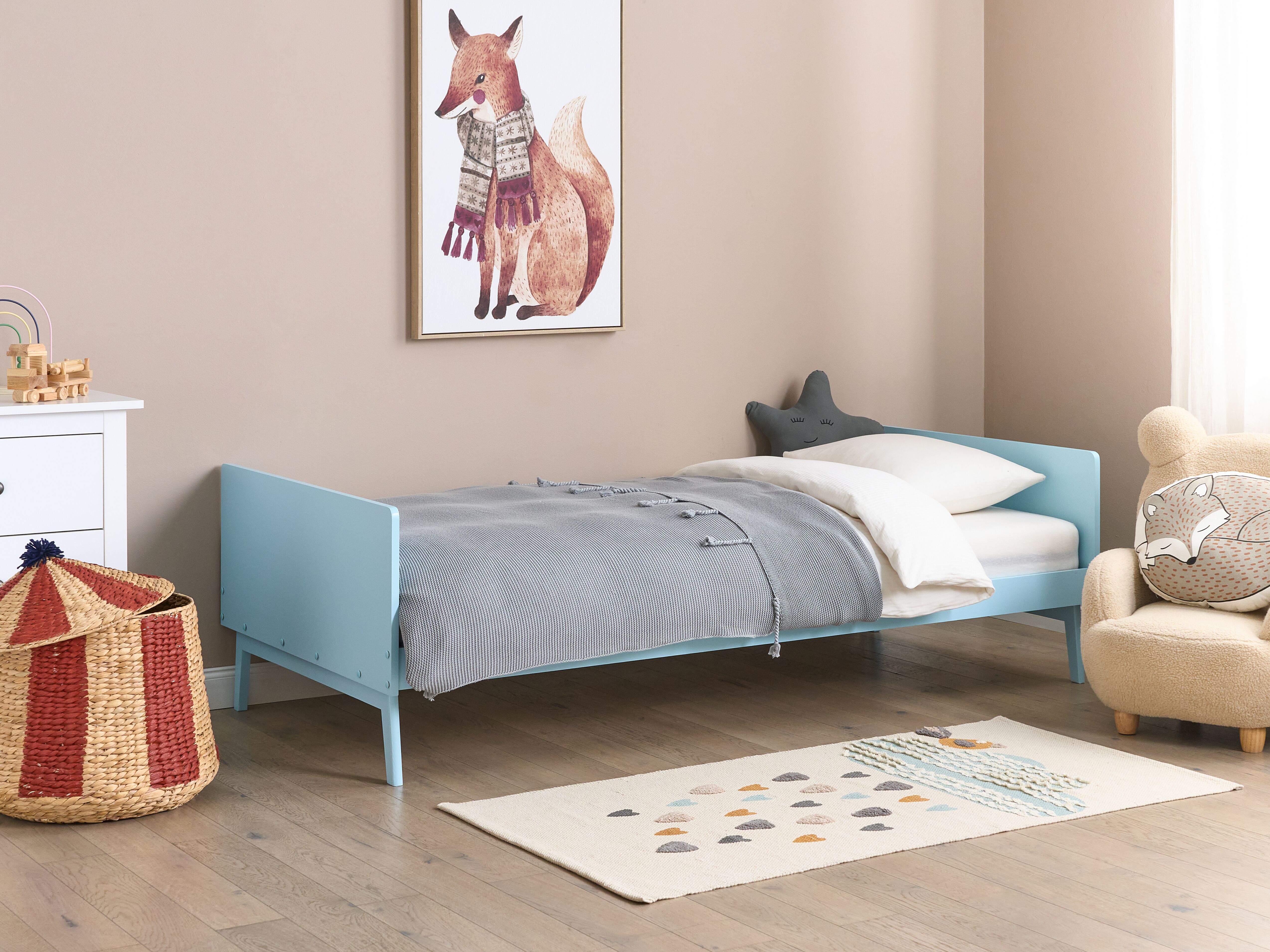 Bed Pine Wood BONNAC 90 x 200 cm (EU Single) Light Blue