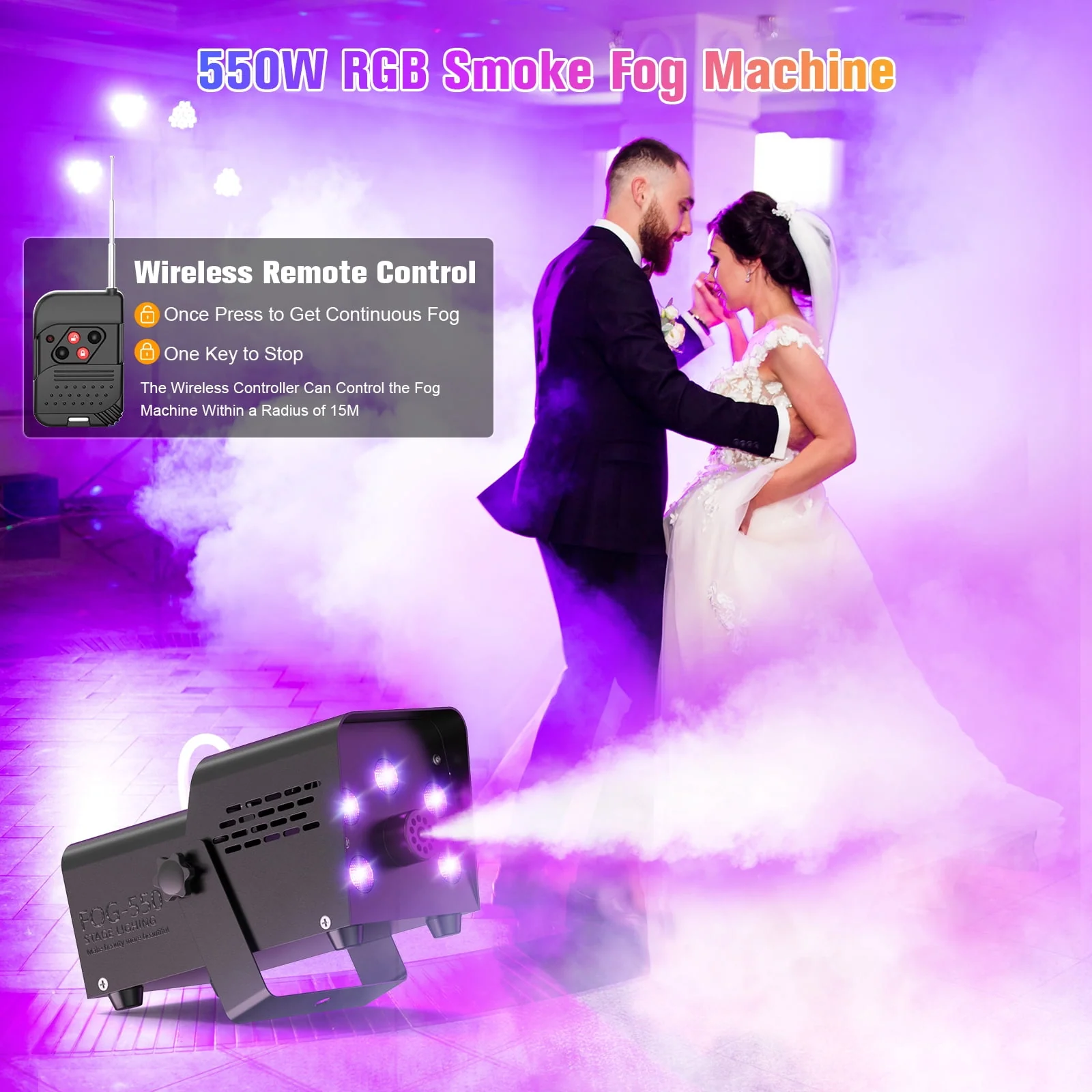 Wondnuga Halloween Fog Machine Smoke Machine 550W 3-in-one RGB Light Beads Smoke Machine Remote Control for Halloween Party Wedding - Image 6 Wondnuga Halloween Fog Machine Smoke Machine 550W 3-in-one RGB Light Beads Smoke Machine Remote Control for Halloween Party Wedding - Image 6