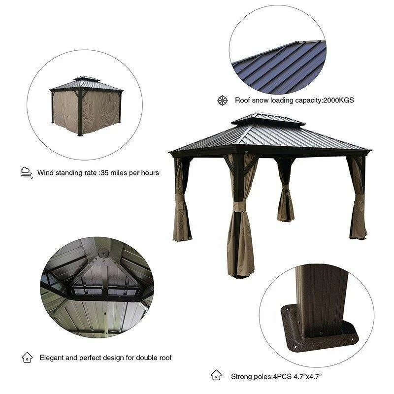 Dahlin Hardtop 12 Ft. W X 10 Ft. D Aluminum Patio Gazebo - Image 3