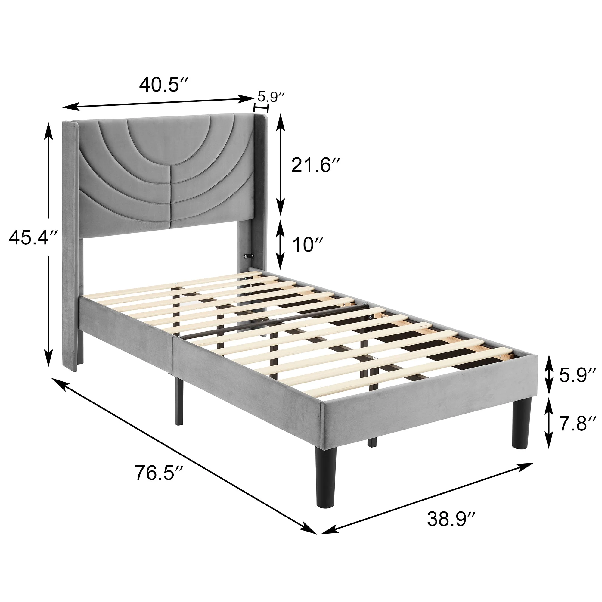 VECELO Set of 2 Twin Bed Frames, Modern Upholstered Platform Bed Frame with Tufted Headboard, No Box Spring Needed, Dark Green - Image 17