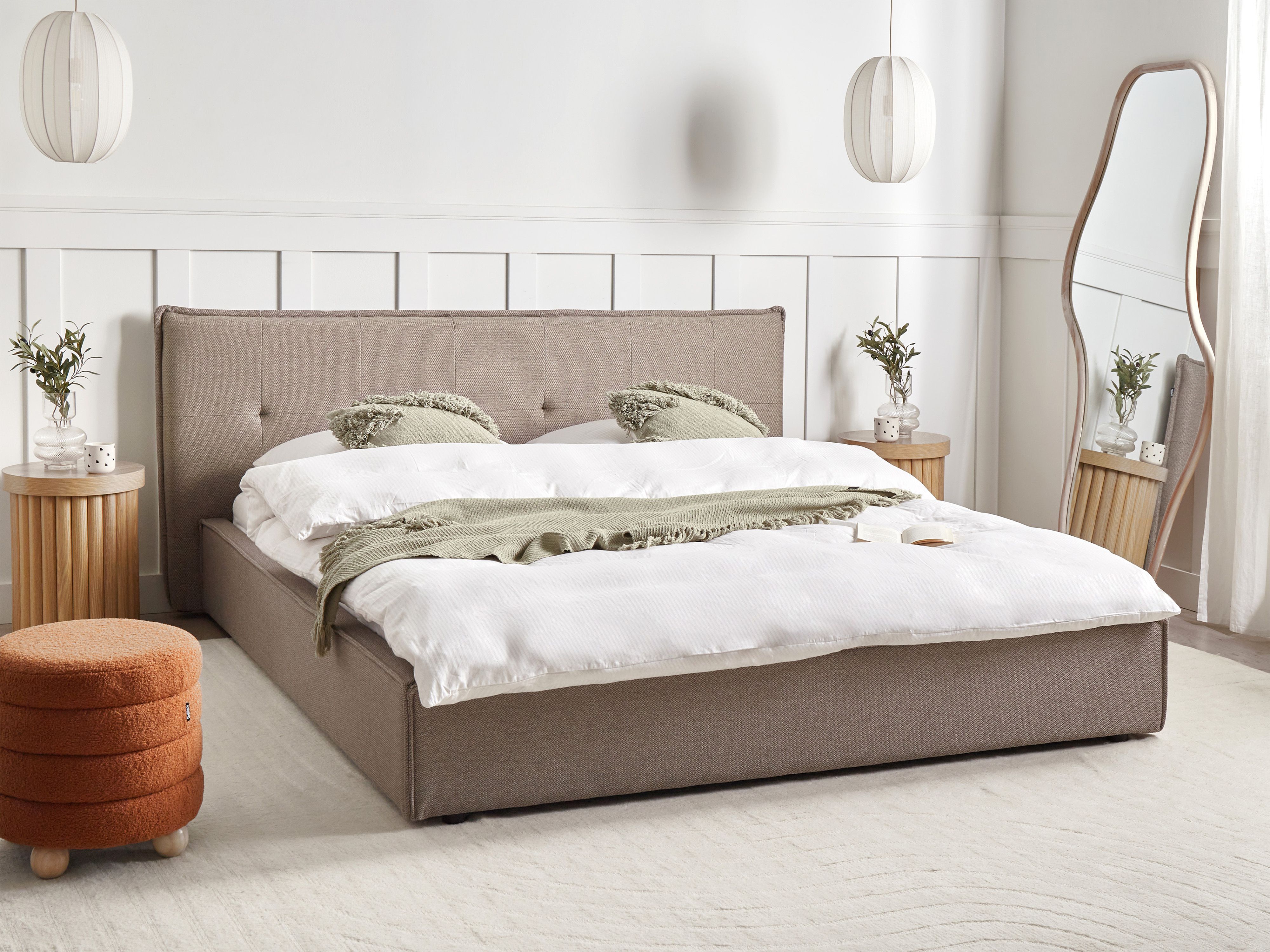 Bed Faux Linen LESTRE 180 x 200 cm (EU Super King) Taupe
