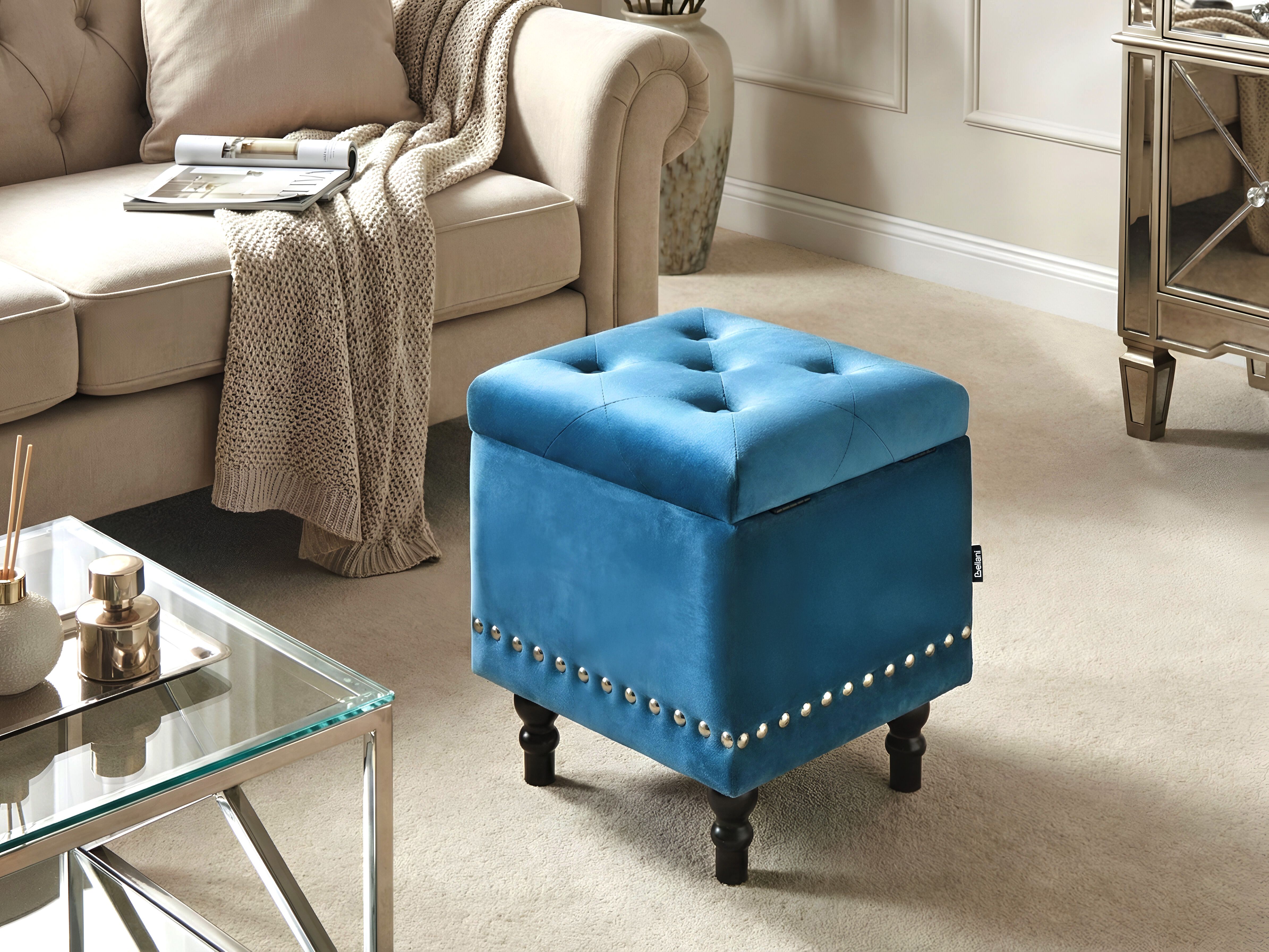 Storage Pouffe LORETTO Velvet Dark Blue