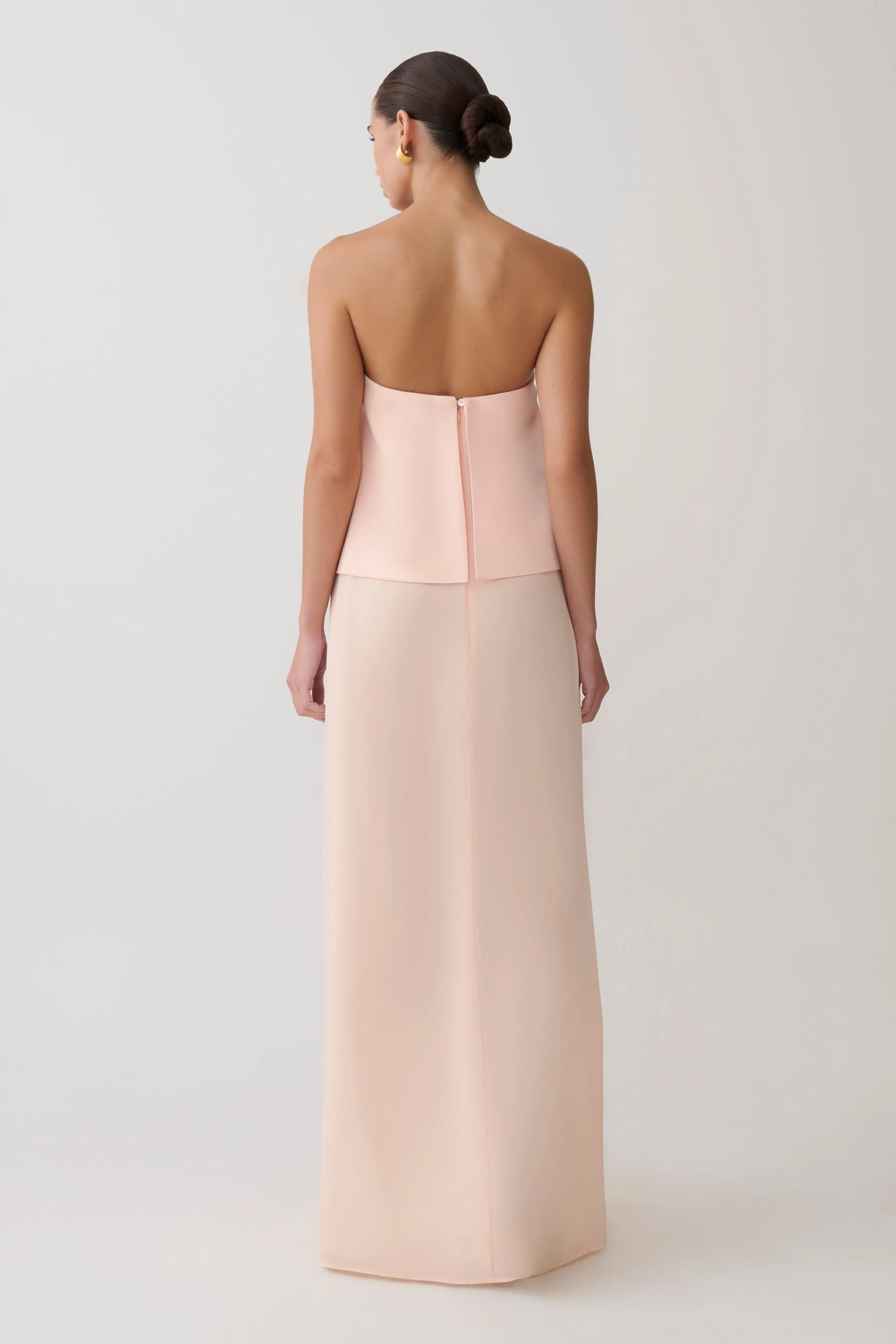 Sophia Satin Strapless Maxi Dress - Peach