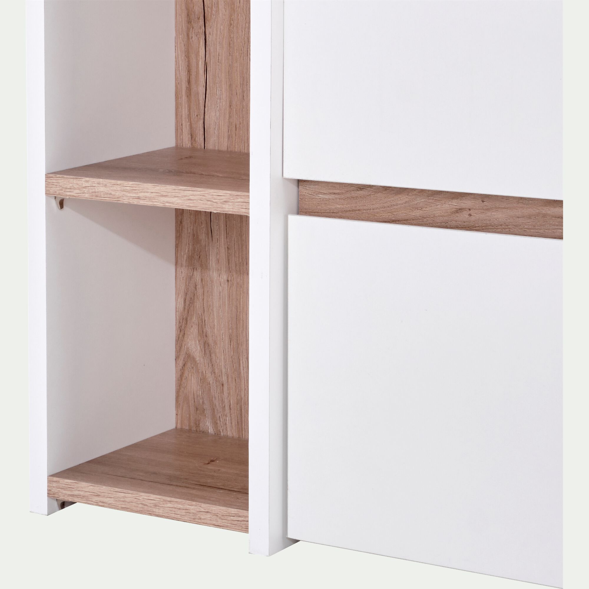 NESTOR - Lit 2 places avec tête de lit en bois 160x200cm - blanc