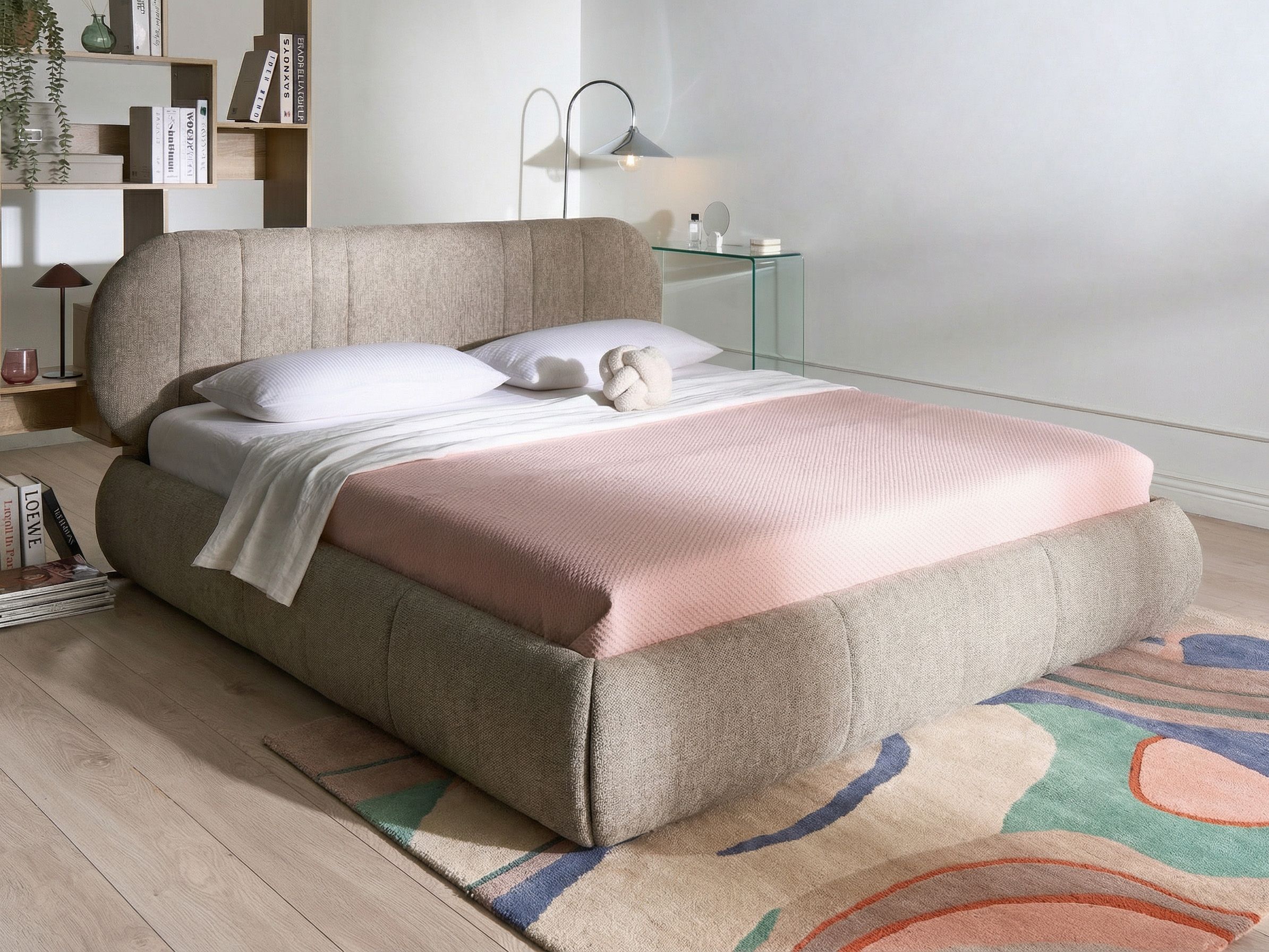 Ottoman Bed Fabric CAMPAN 180 x 200 cm (EU Super King) Taupe