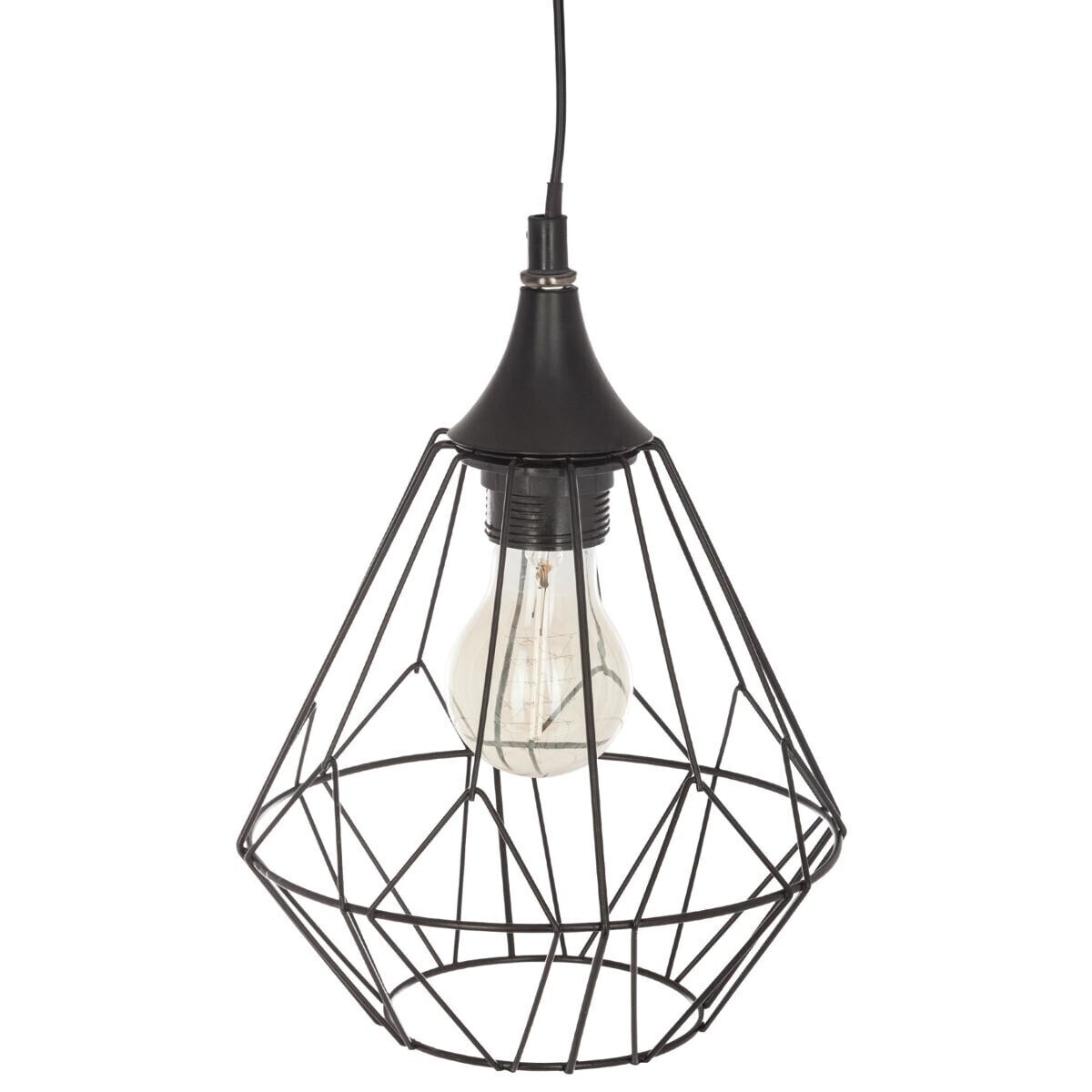Wire suspension lamp "Flave" Black metal, D.19 cm