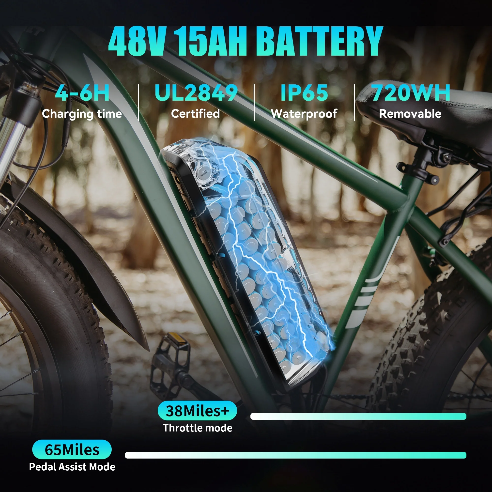 AMYET EB26 Electric Bike for Adults, 26*4.0 Fat Tire E-Mountain Bicycle,Peak 1500W Motor 48V 15Ah 7-Speed Ebike UL2849 - Image 27
