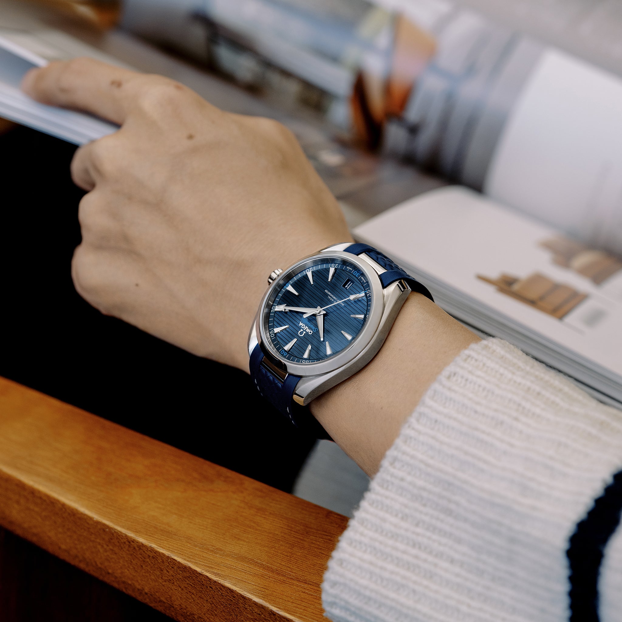 Seamaster Aqua Terra 150M Co-Axial Master Chronometer 41mm Blue Dial On Rubber Strap(1:1 replica) - Elite Watch Atelier