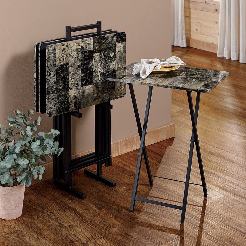 5-Piece Faux-Marble Tray Tables - MIDNIGHT VELVET CATALOG