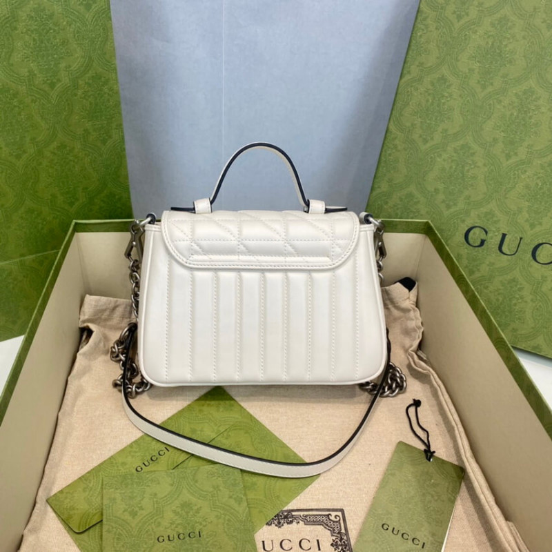 Replica Gucci Gg Marmont White Matelasse Leather Mini Top Handle Bag 5835711:1High-quality replica