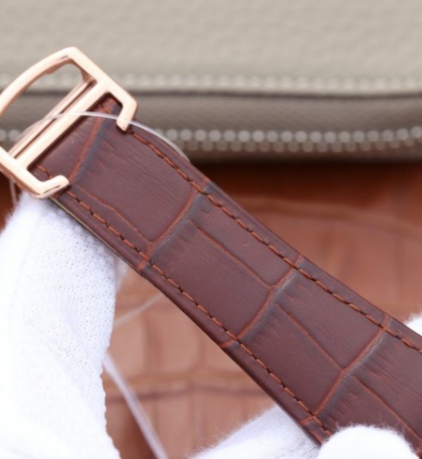 Replica Cartier Tank MC RG Gray Textured Dial Brown leather strap - Top club