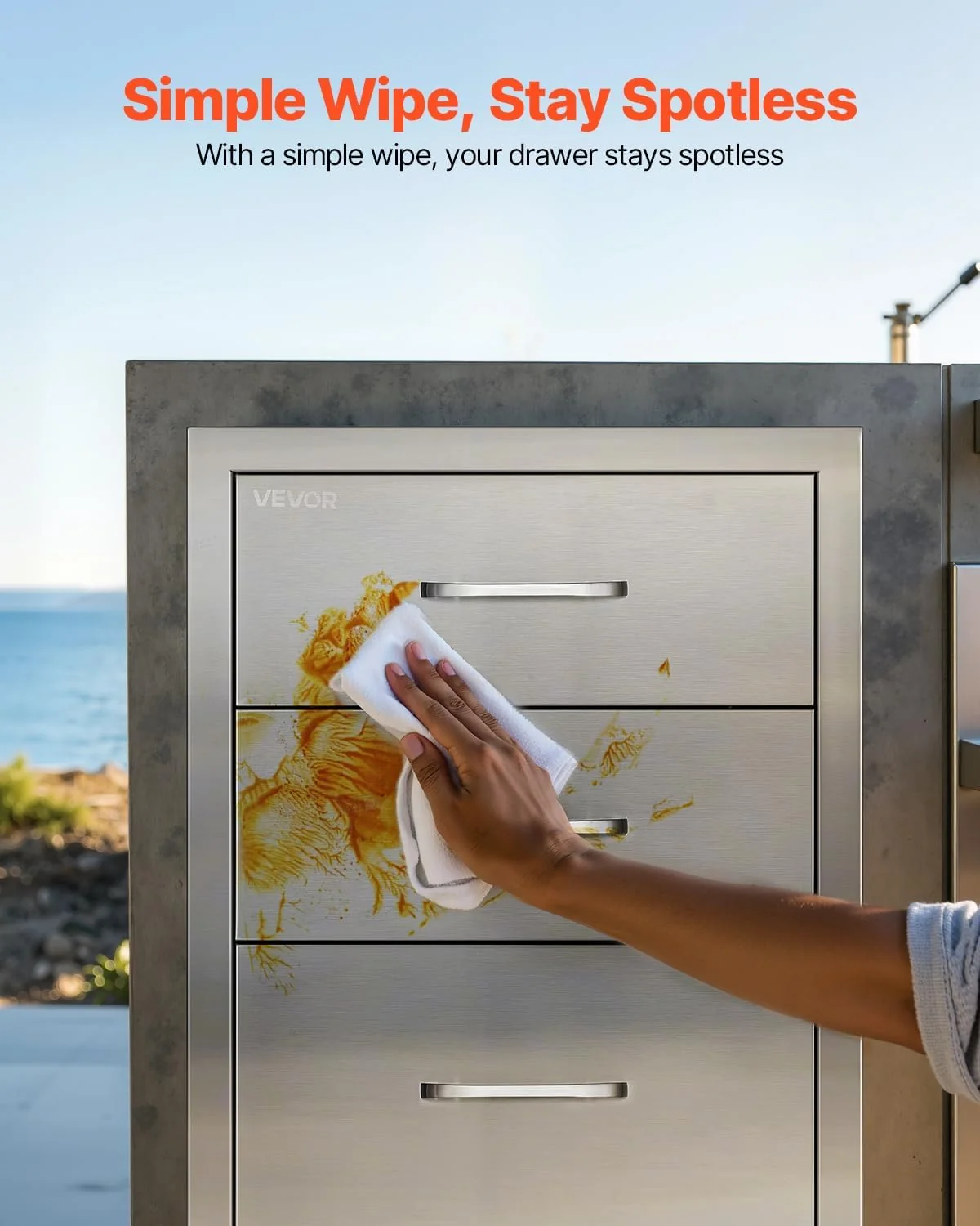 VEVOR Outdoor Kitchen Drawer Cabinet, Stainless Steel, 18.11 inch W x 23.23 inch D x 23.23 inch H, 3 Drawers - Image 8 VEVOR Outdoor Kitchen Drawer Cabinet, Stainless Steel, 18.11 inch W x 23.23 inch D x 23.23 inch H, 3 Drawers - Image 8