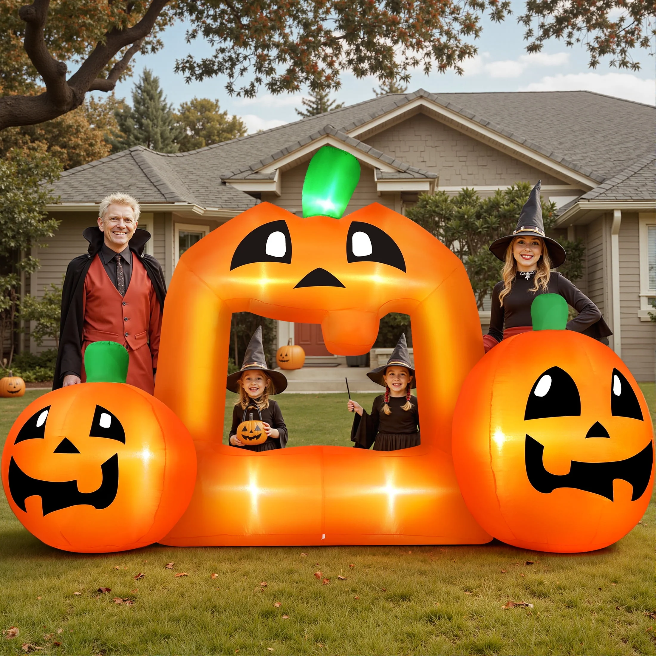 Firstness 8.5FT Halloween Inflatable,Pumpkin Photo with Lights for Party Yard Decorations - Image 4 Firstness 8.5FT Halloween Inflatable,Pumpkin Photo with Lights for Party Yard Decorations - Image 4