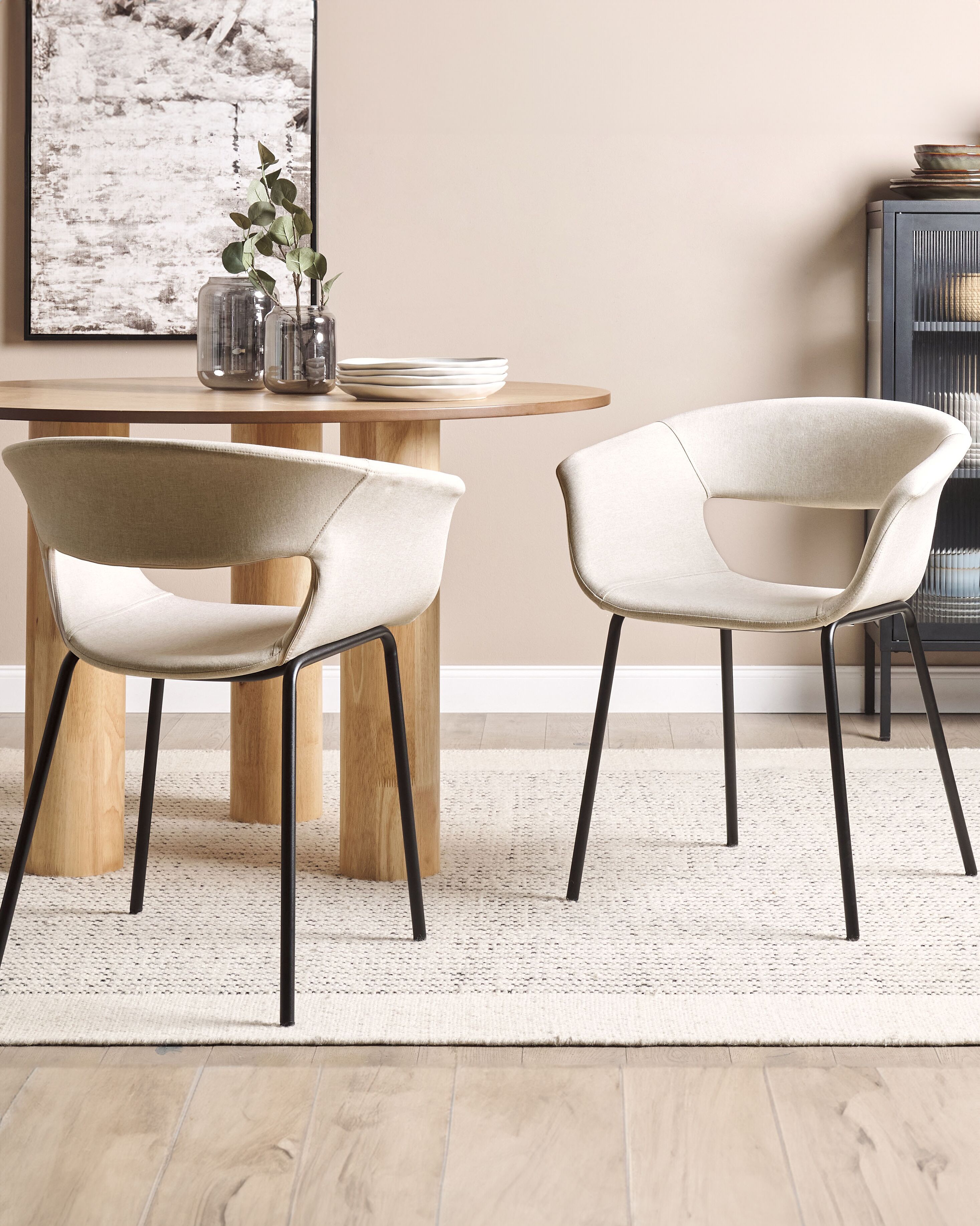 Set of 2 Dining Chairs ELMA Fabric Light Beige