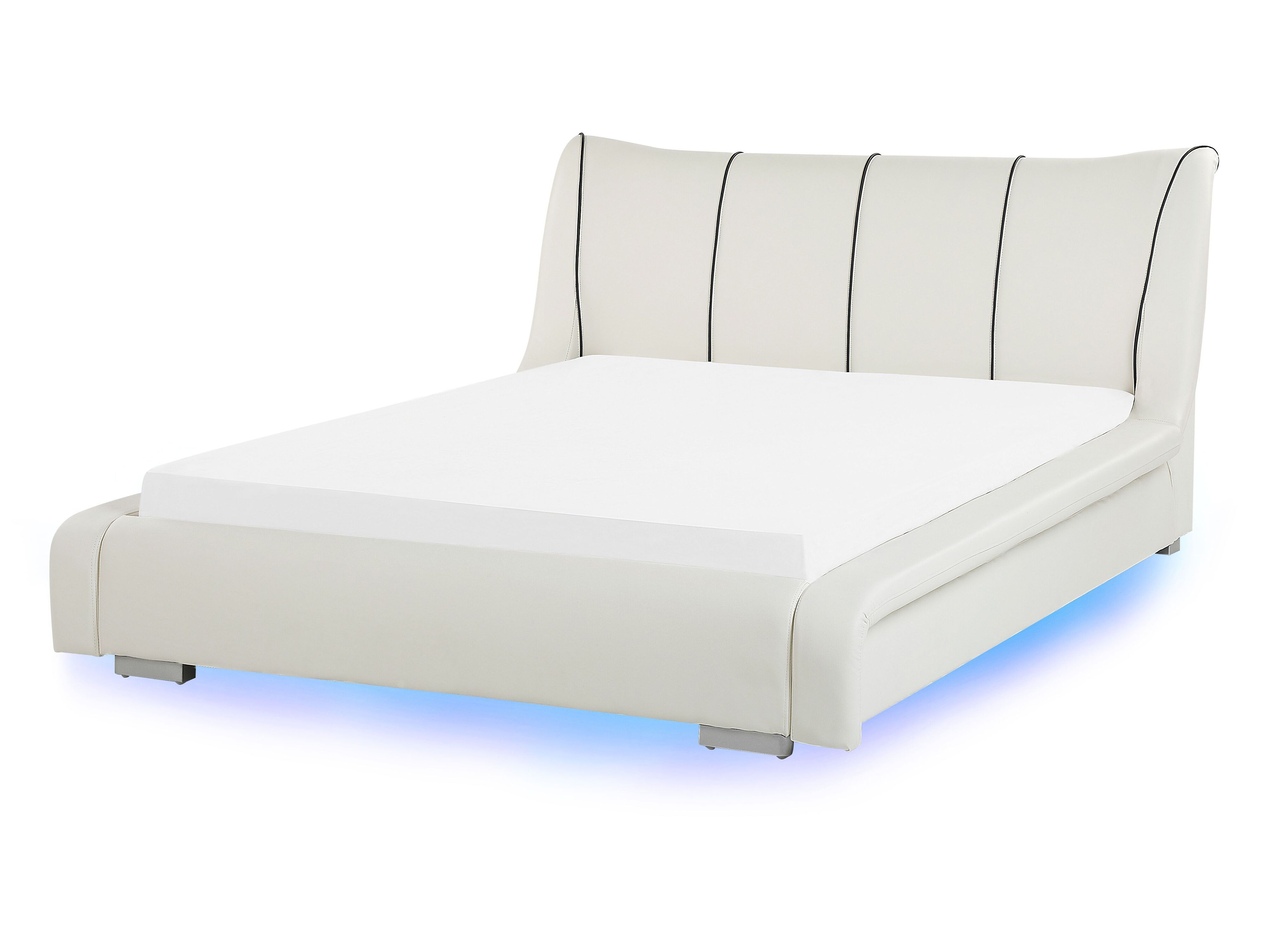 Waterbed with LED Leather NANTES 140 x 200 cm (EU Double) Off-White