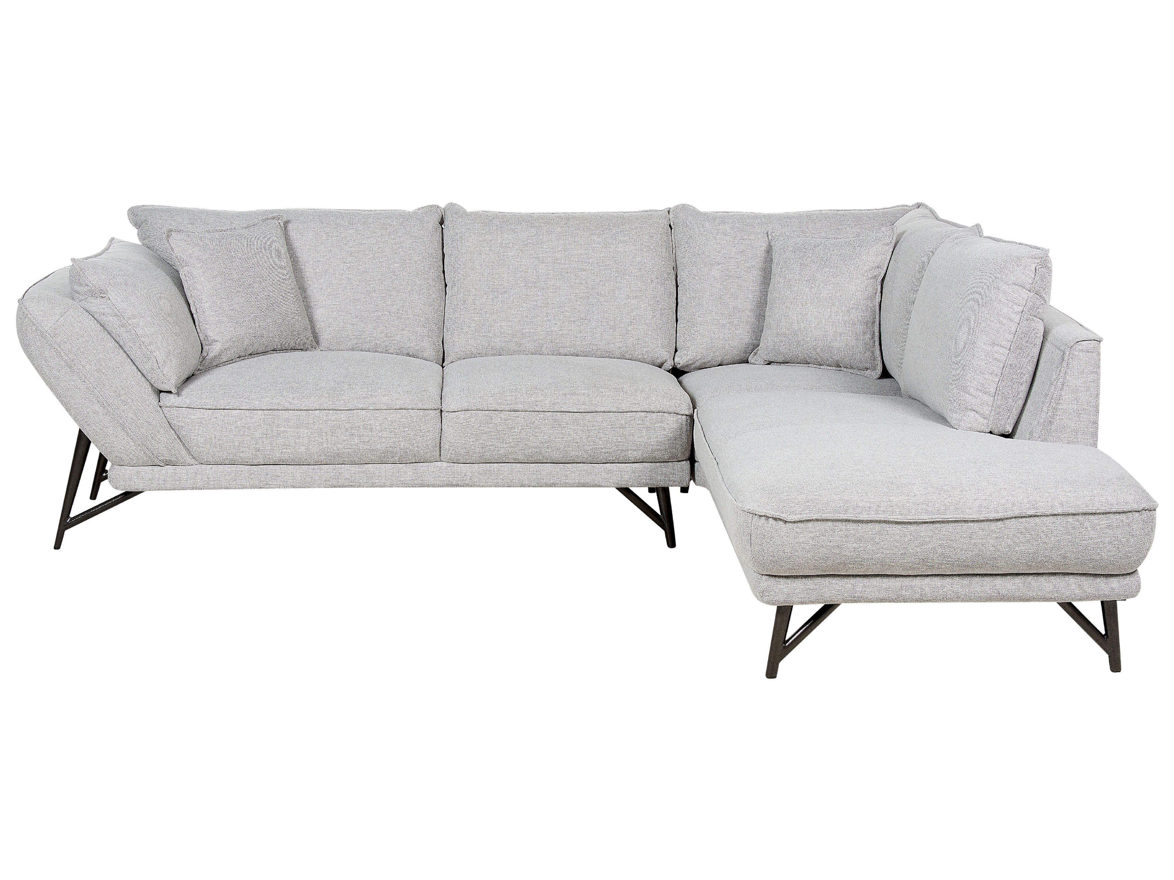 Corner Sofa 3 Seater ELGA Linen Light Grey Left Hand