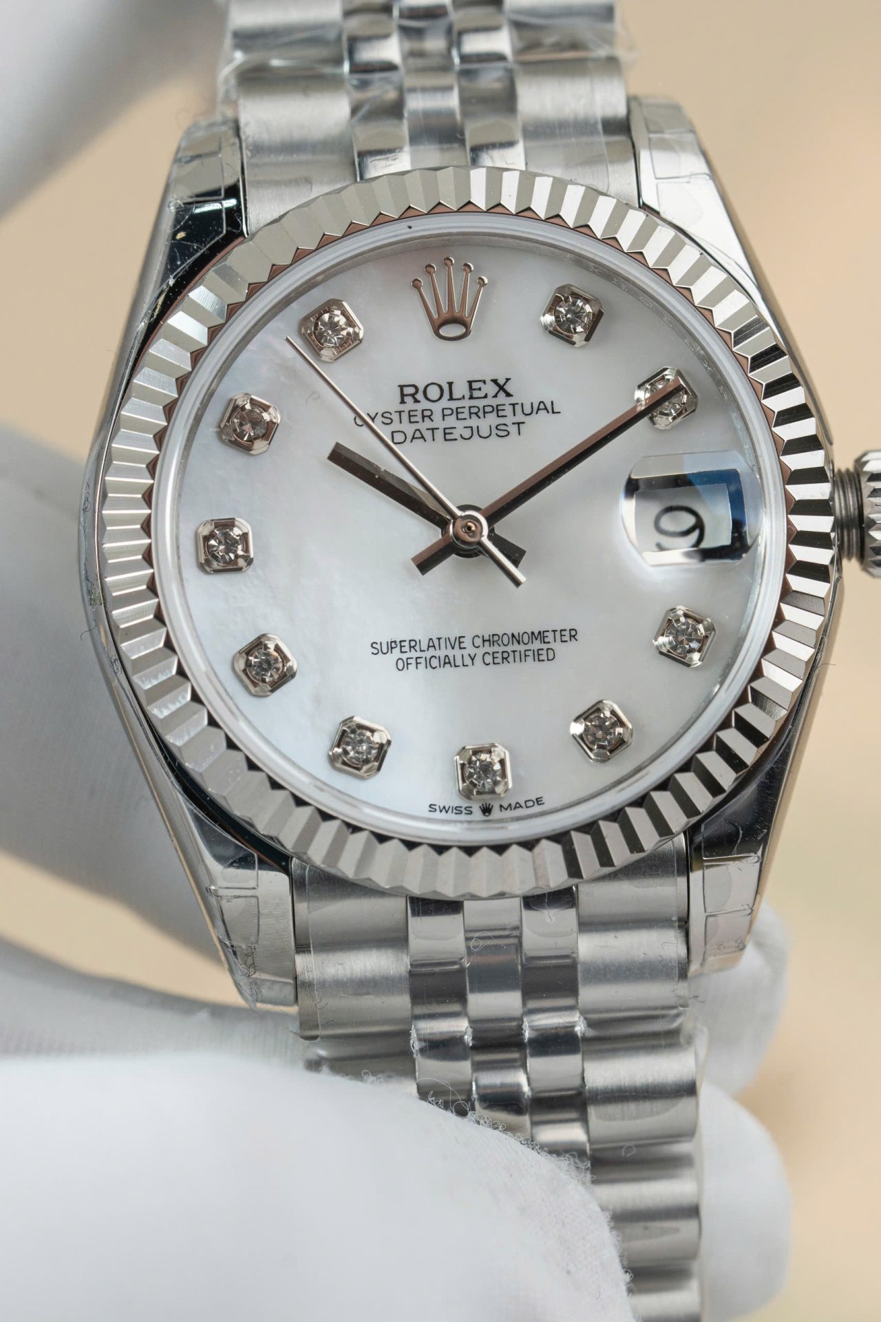 Rolex DateJust Lady Fake Watch Dial Mother Of Pearl Jubilee Strap 31mm - Elite Watch Atelier