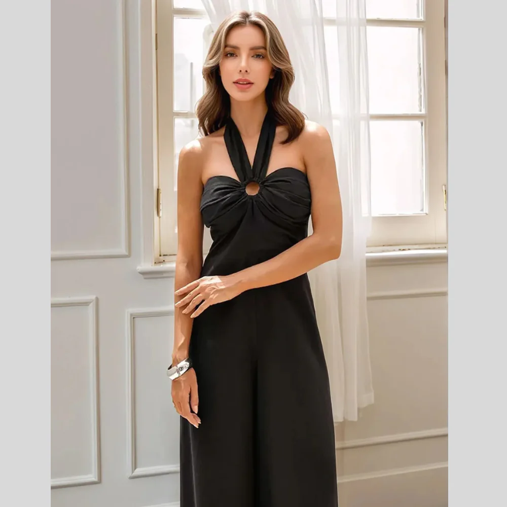 Halter Neck Wide Leg Jumpsuit - ZKZOOK