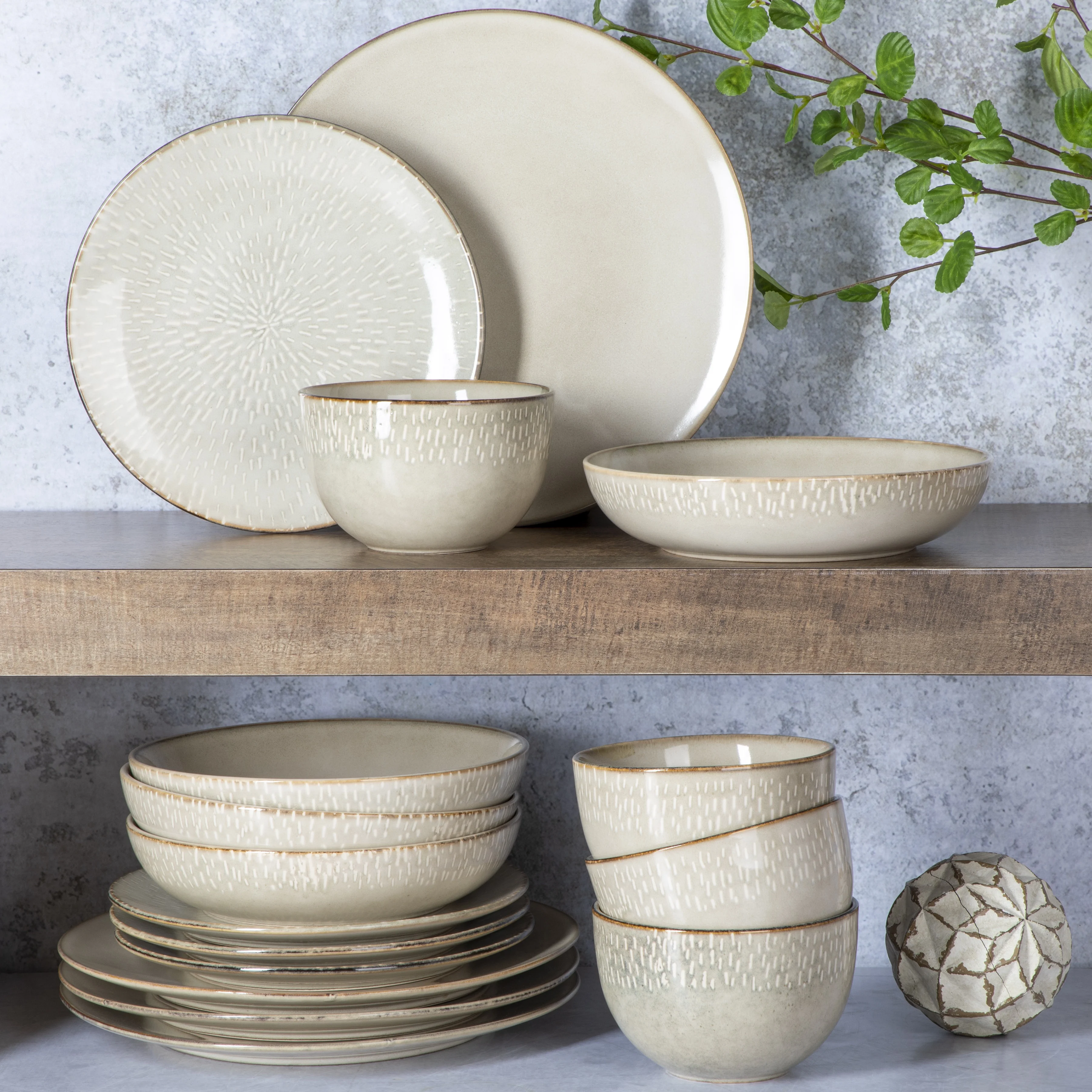 Gibson Elite Matisse 16-Piece Dinnerware Set - Taupe