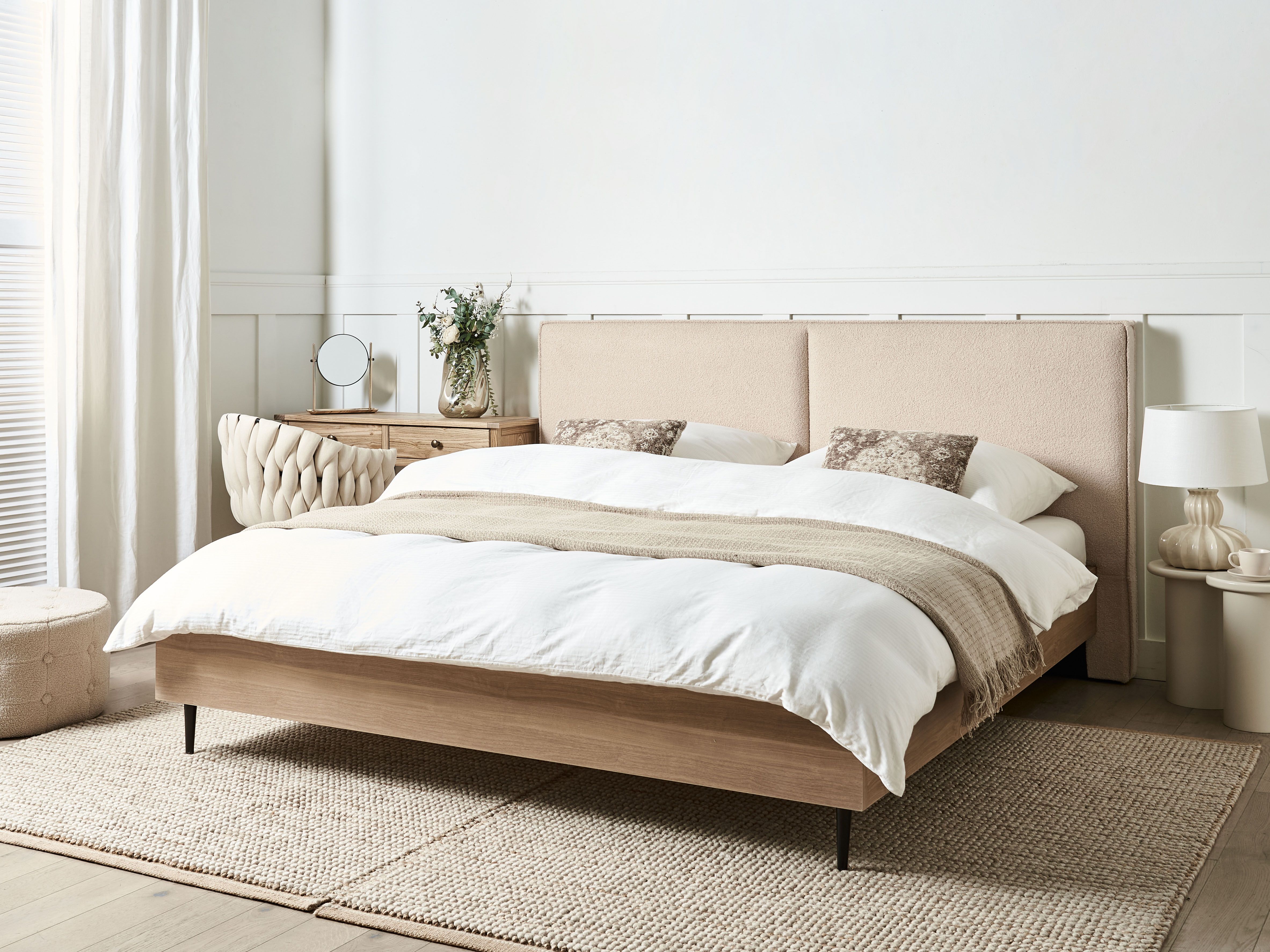 Bed Boucle IZERNORE 180 x 200 cm (EU Super King) Beige