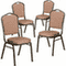 Flash Furniture 4 Pack HERCULES Series Crown Back Stacking Banquet Chair in Black Patterned Fabric - Gold Vein Frame - Image 26