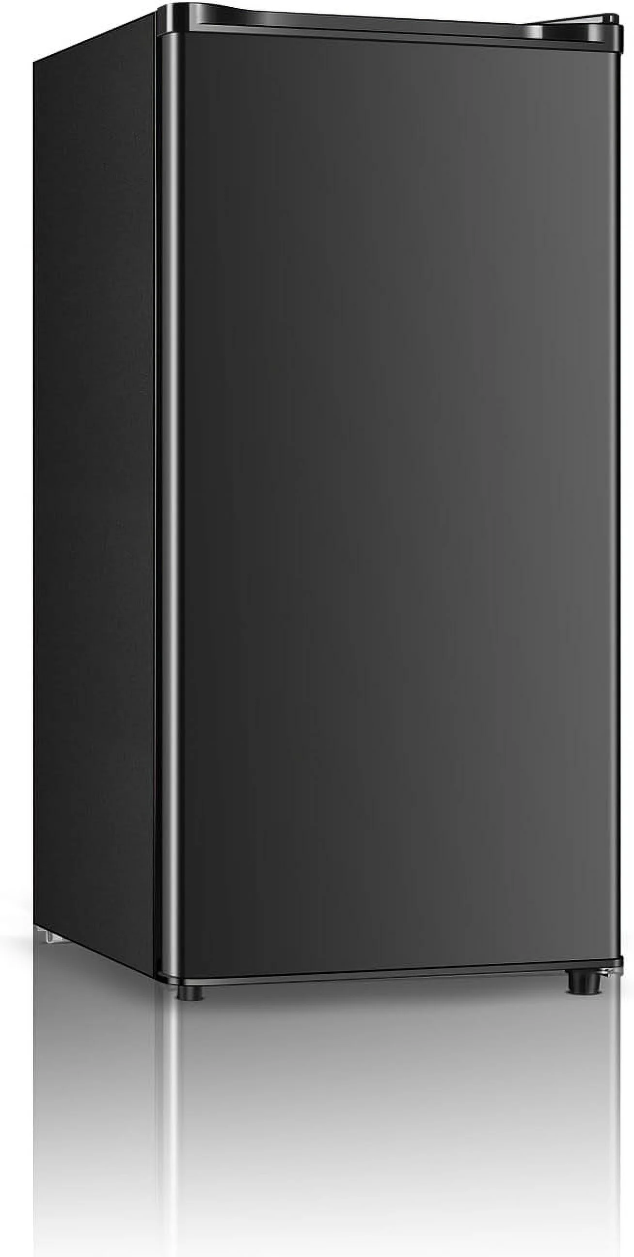 Seaoola Mini Fridge with Freezer, Single Door 4.4 Cu.Ft, Compact Mini Refrigerator, LED Light, Adjustable Thermostat, Removable Glass Shelves, Small Refrigerator for Dorm/Office/Bedroom(Black)