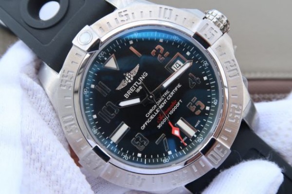 Replica Breitling Avenger II Seawolf SS GF Black Dial Black Rubber Strap A2824 - Elite Watch Atelier