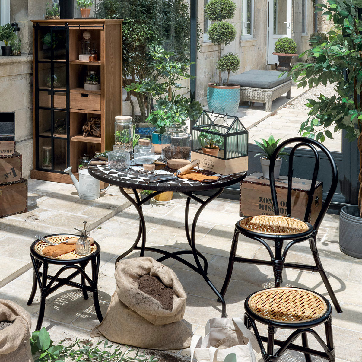 Round dining table "Kipos" Mosaic, Black, D.90 cm