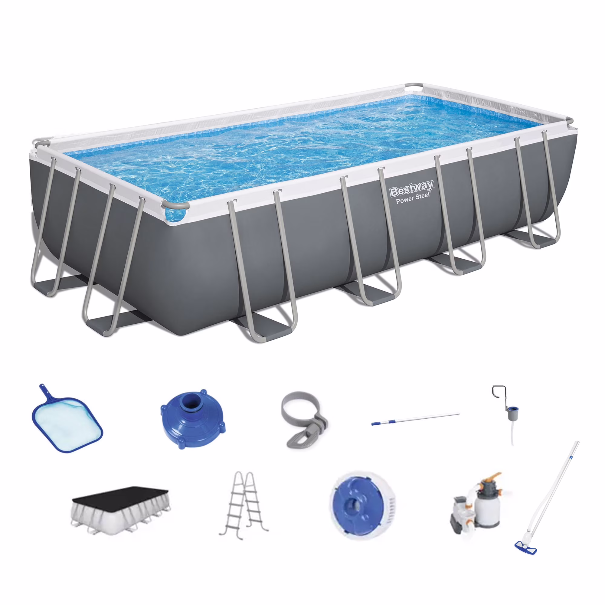 Bestway 24' x 12' x 52" Rectangular Frame Above Ground Swimming Pool Set - Image 5