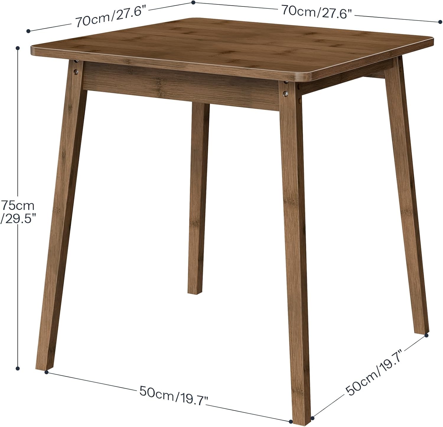 HOOBRO Bamboo Dining Table, Square Dining Table for 2, 27.6