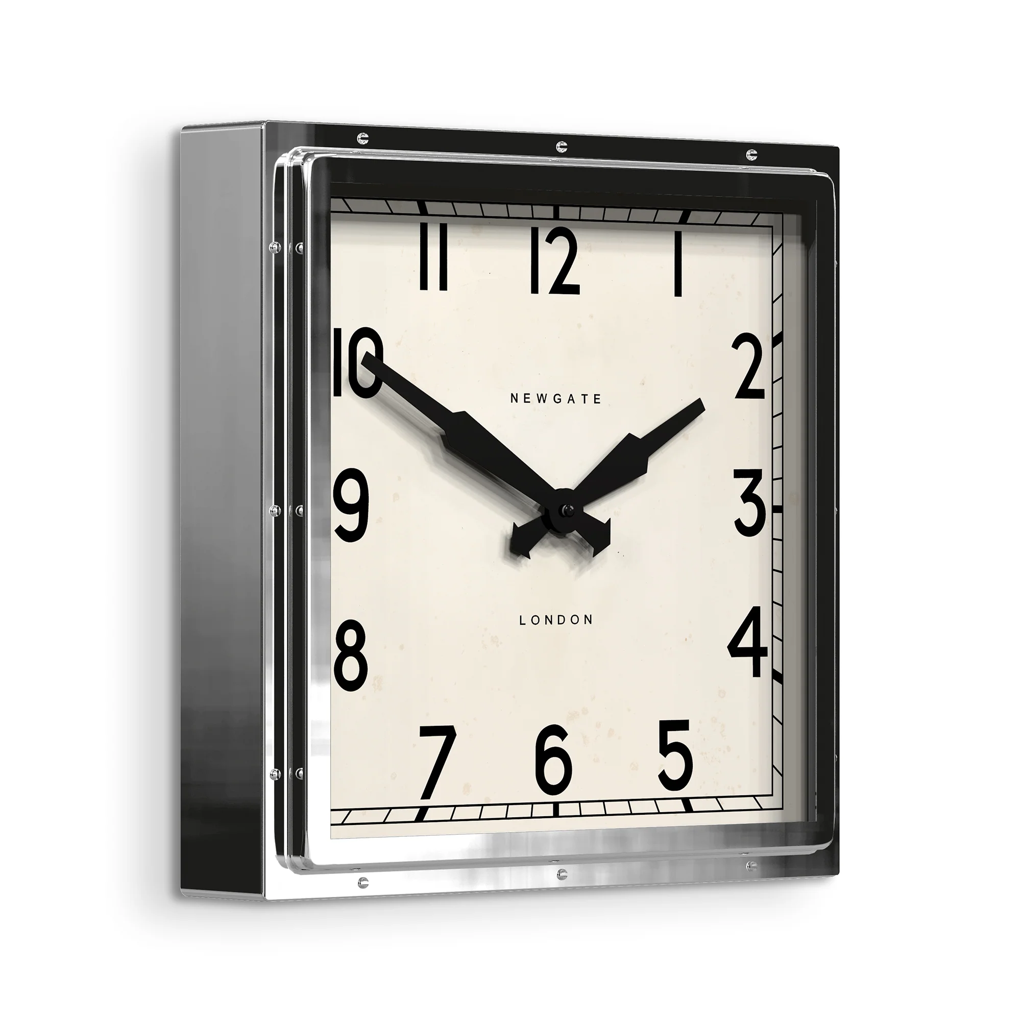 Newgate Quad wall clock in stainless steel