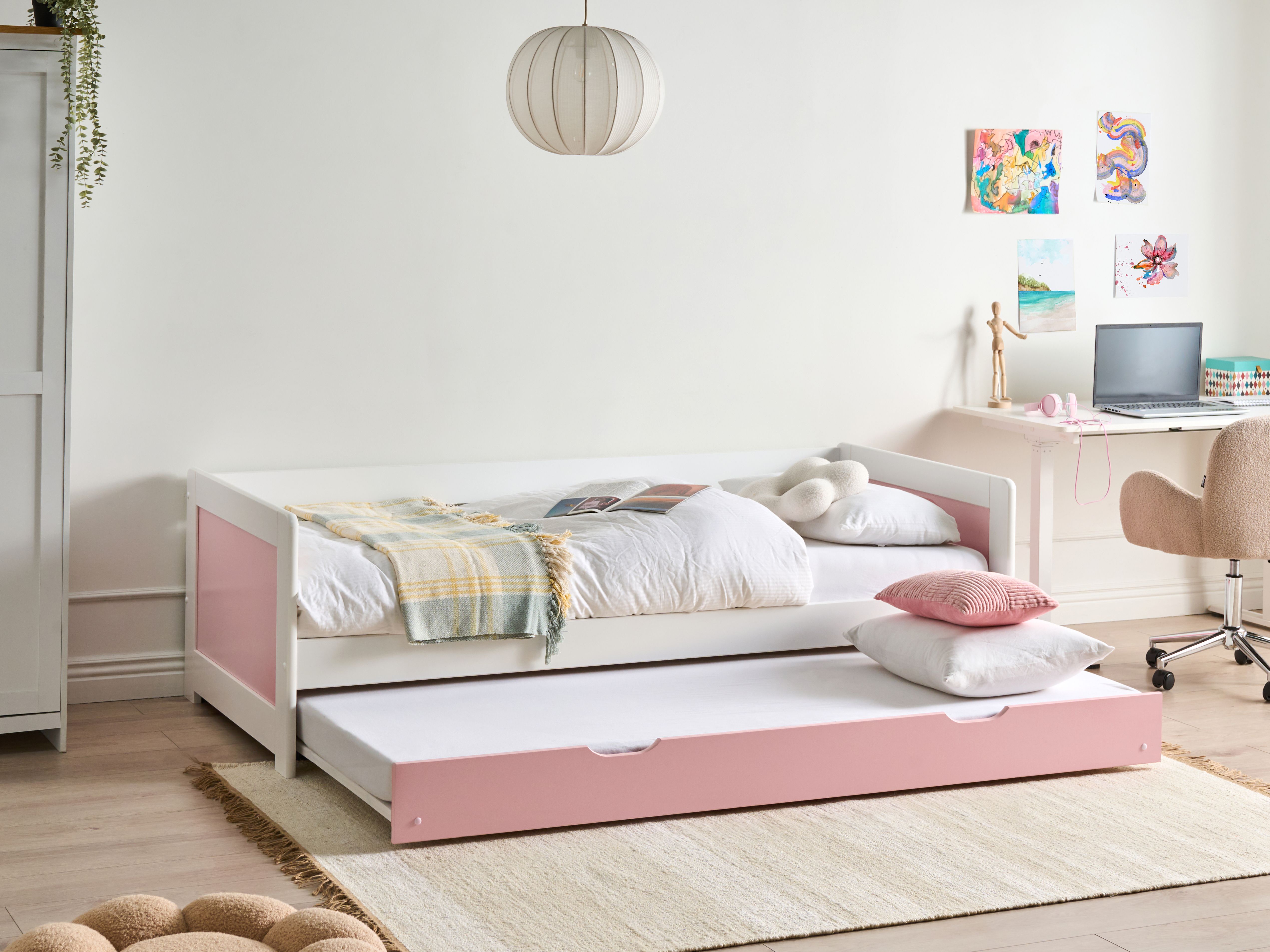 Trundle Bed Pine Wood GRAVELINES 90 x 200 cm (EU Single) Pink