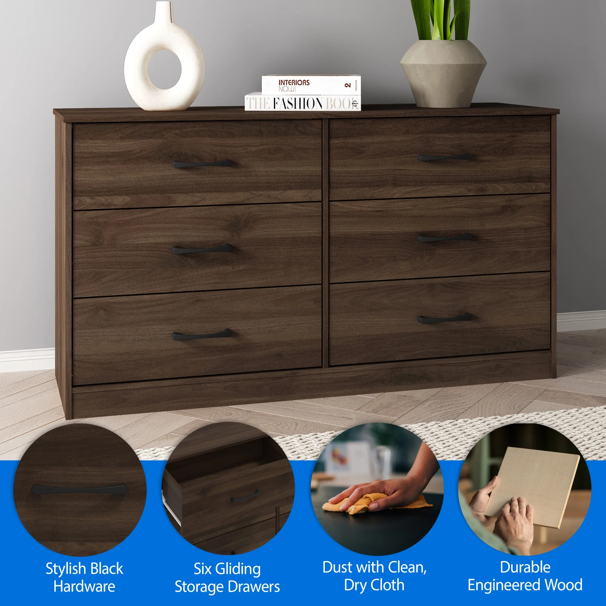 Mainstays Ardent 6 Drawer Dresser, White - Image 31