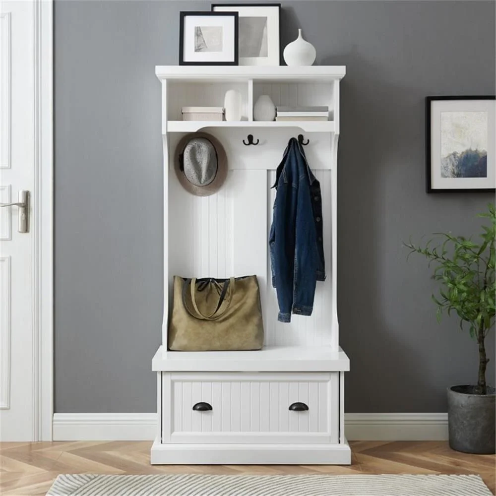 Crosley Furniture Shoreline Coastal MDF Wood Hall Tree in White - Image 12