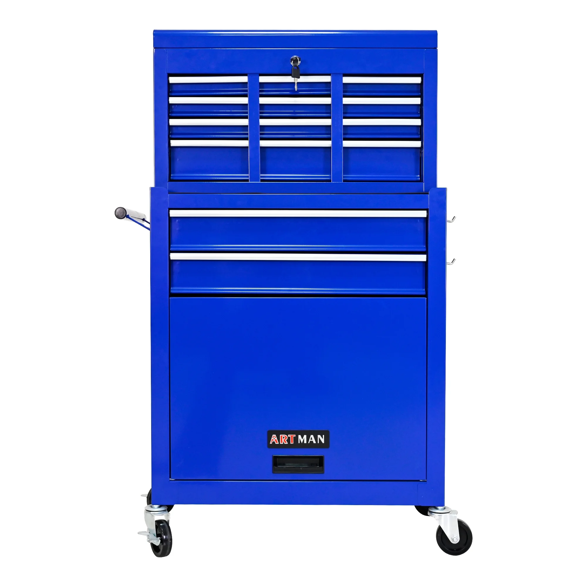 Leuco High Capacity Rolling Tool Chest with Wheels and Drawers, 8-Drawer Tool Storage Cabinet, Heavy-Duty Garage Organizer and Workshop Tool Box, Blue