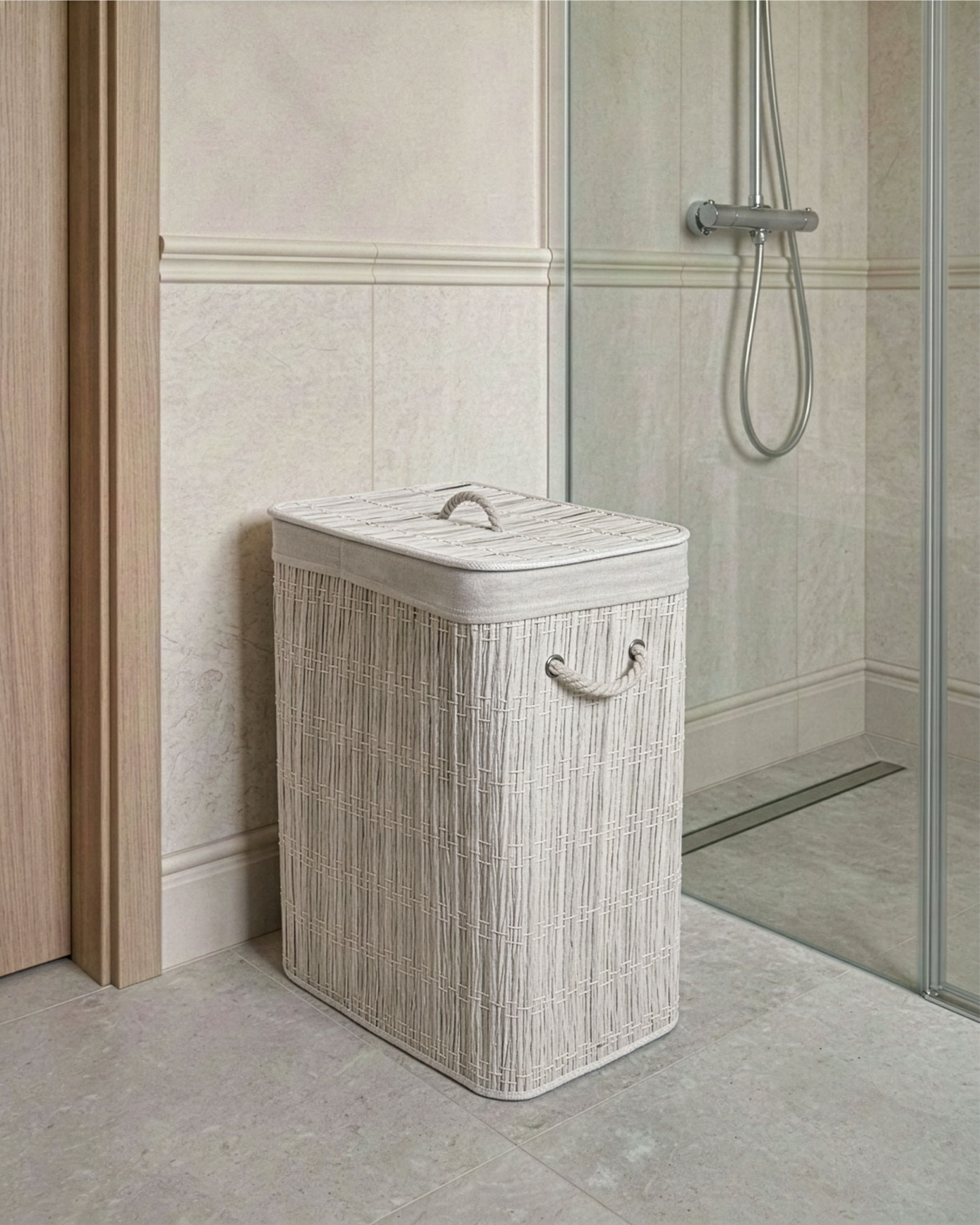 Laundry Basket TRANCURA Fabric White 72 L