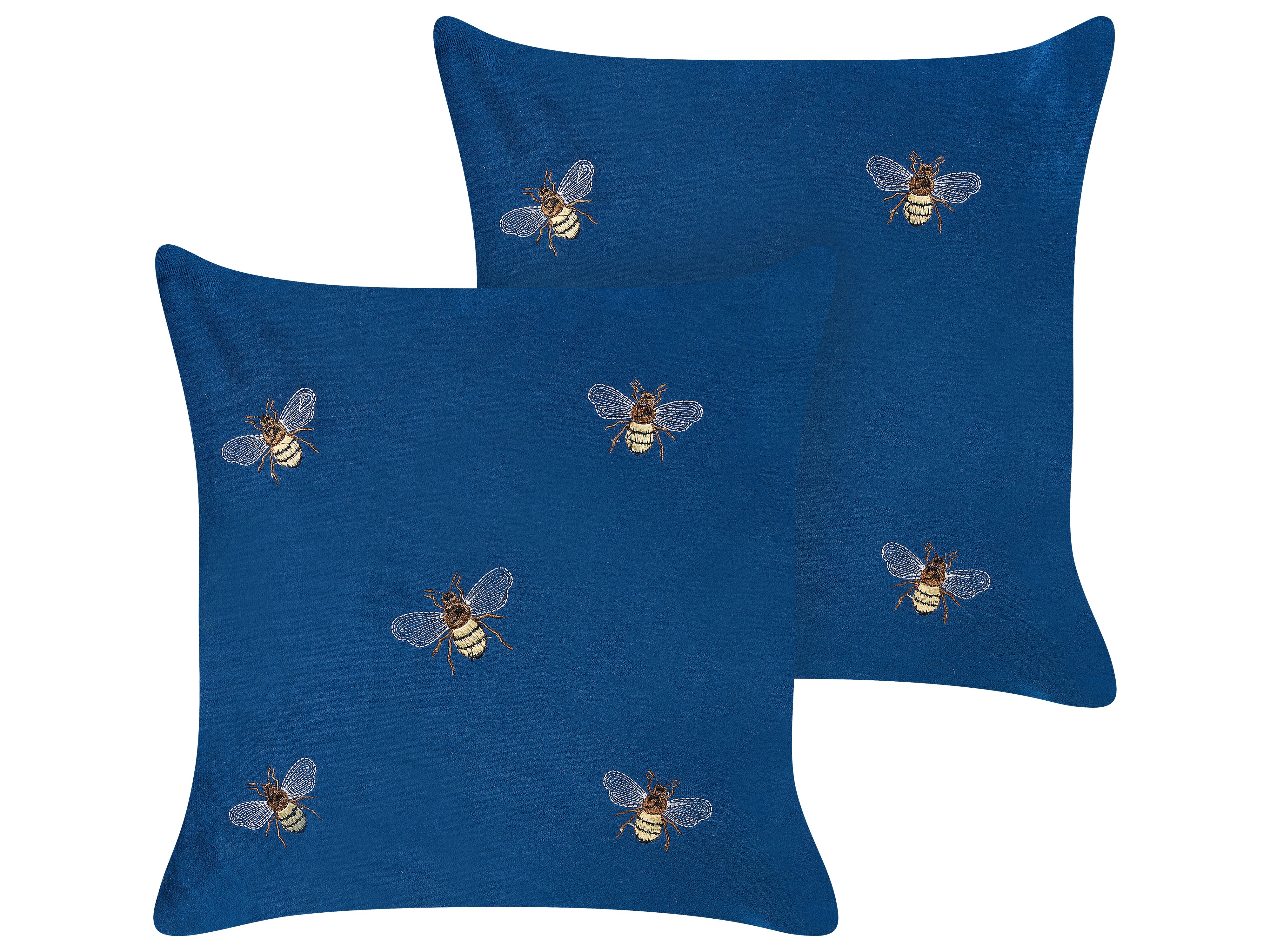 Set of 2 Decorative Cushions TALINUM Velvet 45 x 45 cm Blue Animal Pattern