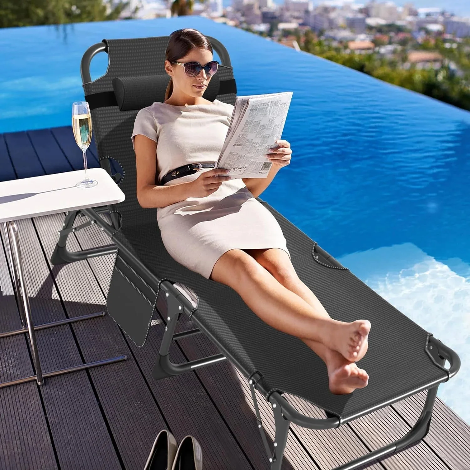 Slsy 5-Position Adjustable Folding Lounge Chair And Cot - 75.2" x 25.6" x 11.8" - Image 41 Slsy 5-Position Adjustable Folding Lounge Chair And Cot - 75.2" x 25.6" x 11.8" - Image 41