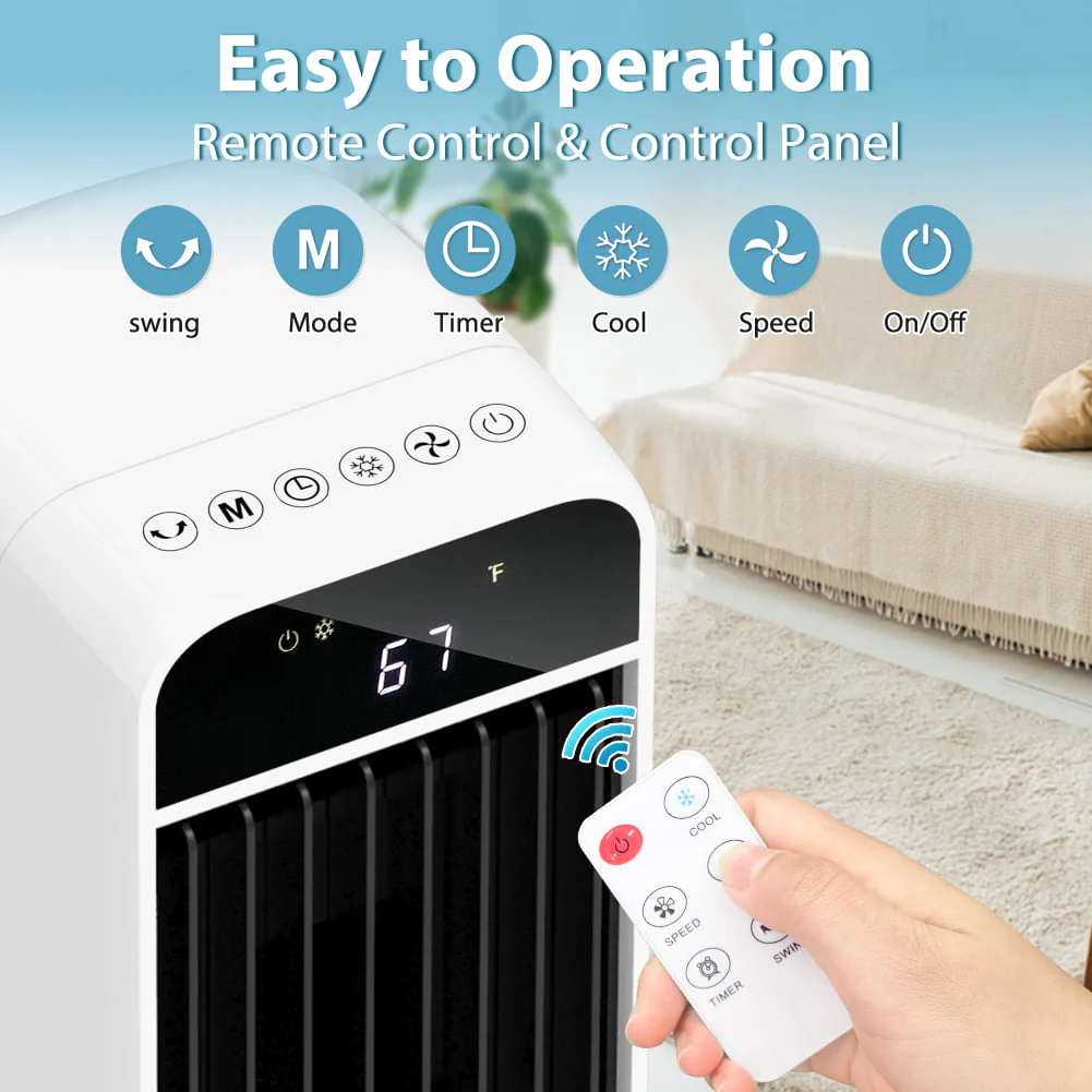 3-in-1 Evaporative Air Cooler LifePlus Portable Tower Cooling Fan Oscillating Swamp Cooler 41.5" White - Image 6