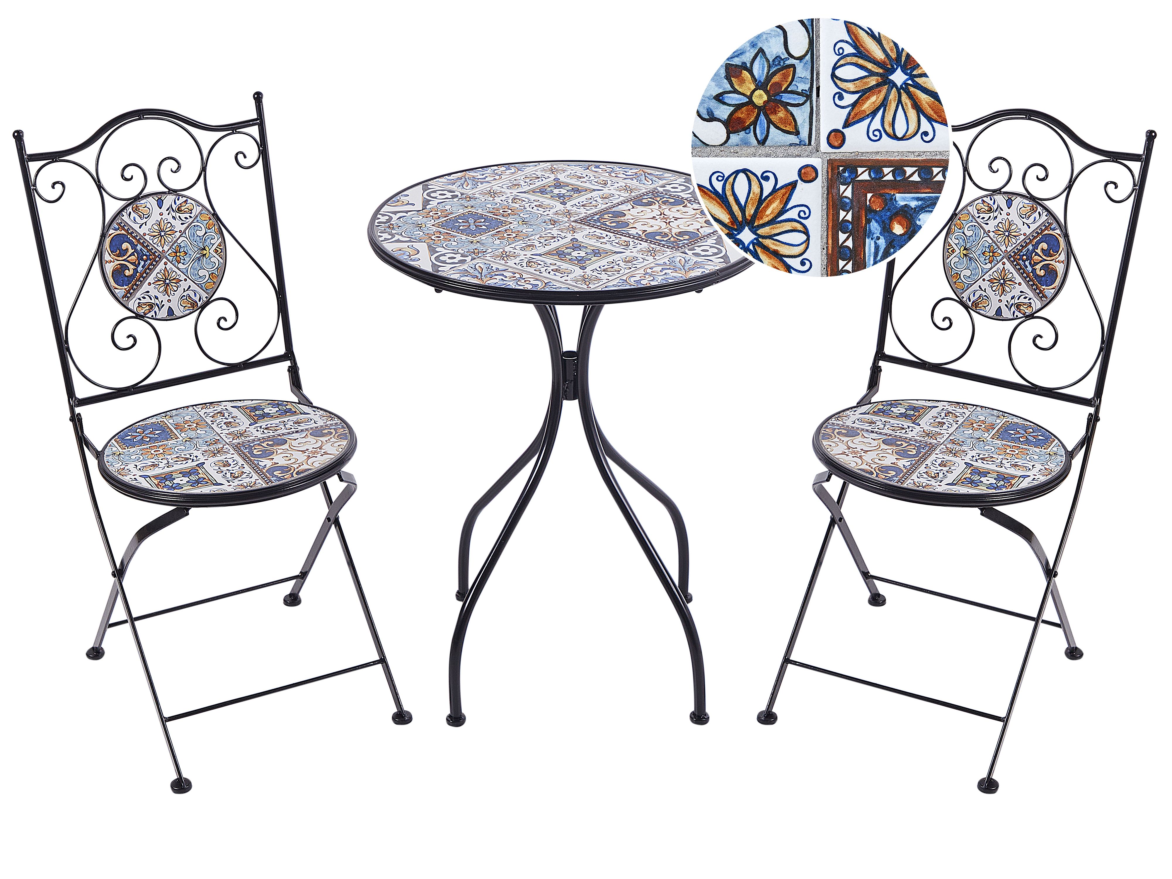 Bistro Set Folding CIVITA Metal Black