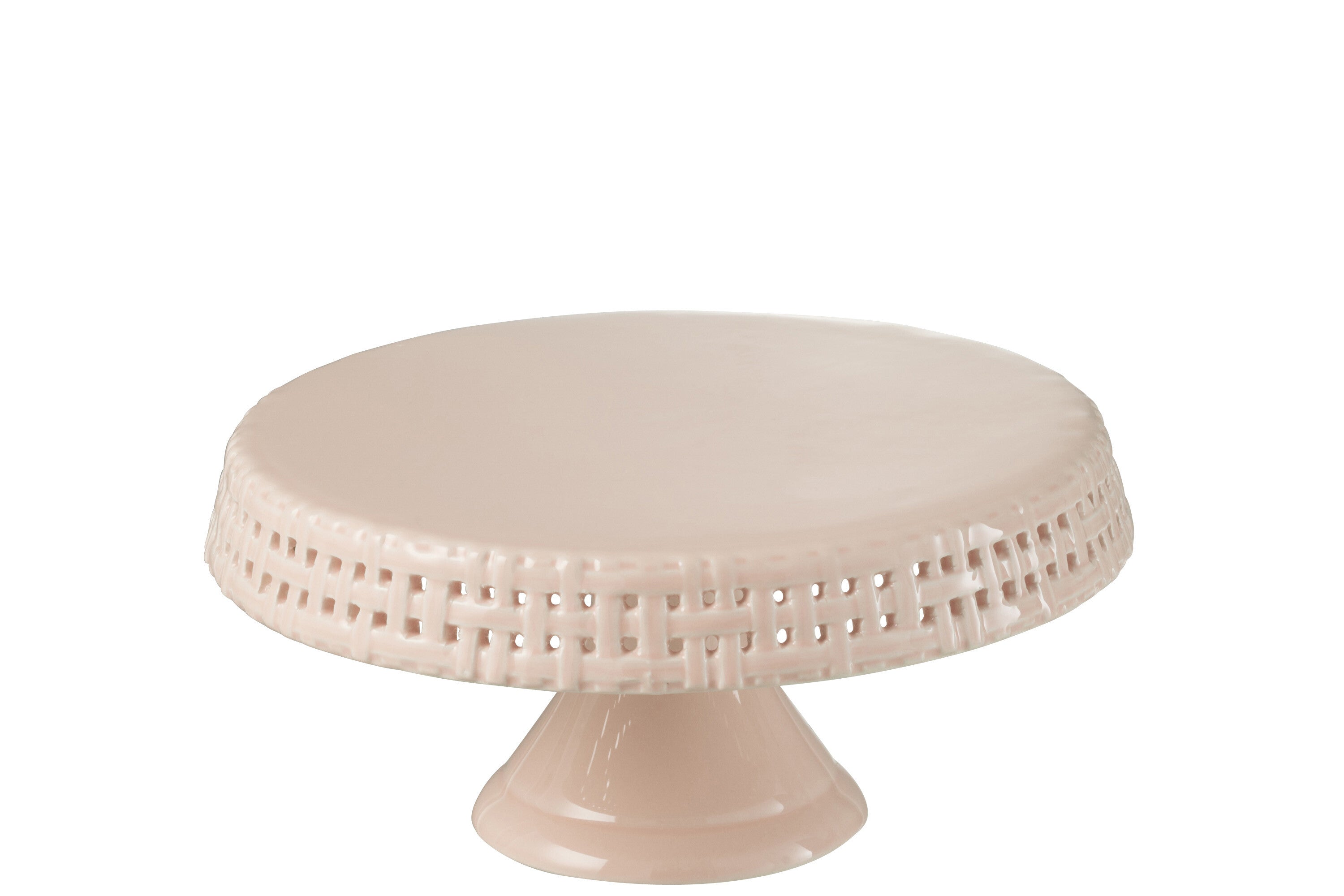 J-Line bord Cake bord - taartplateau - keramiek - roze - medium