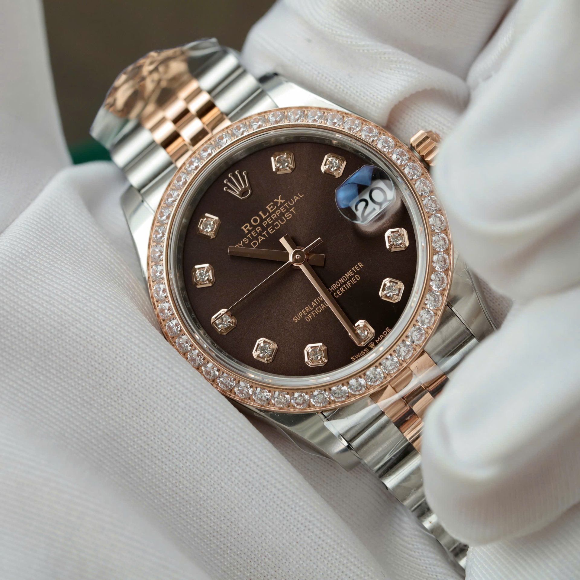 Rolex DateJust High End Watch Replicas Chocolate Dial Bezel Diamonds CZ THB Factory 31mm - Top club