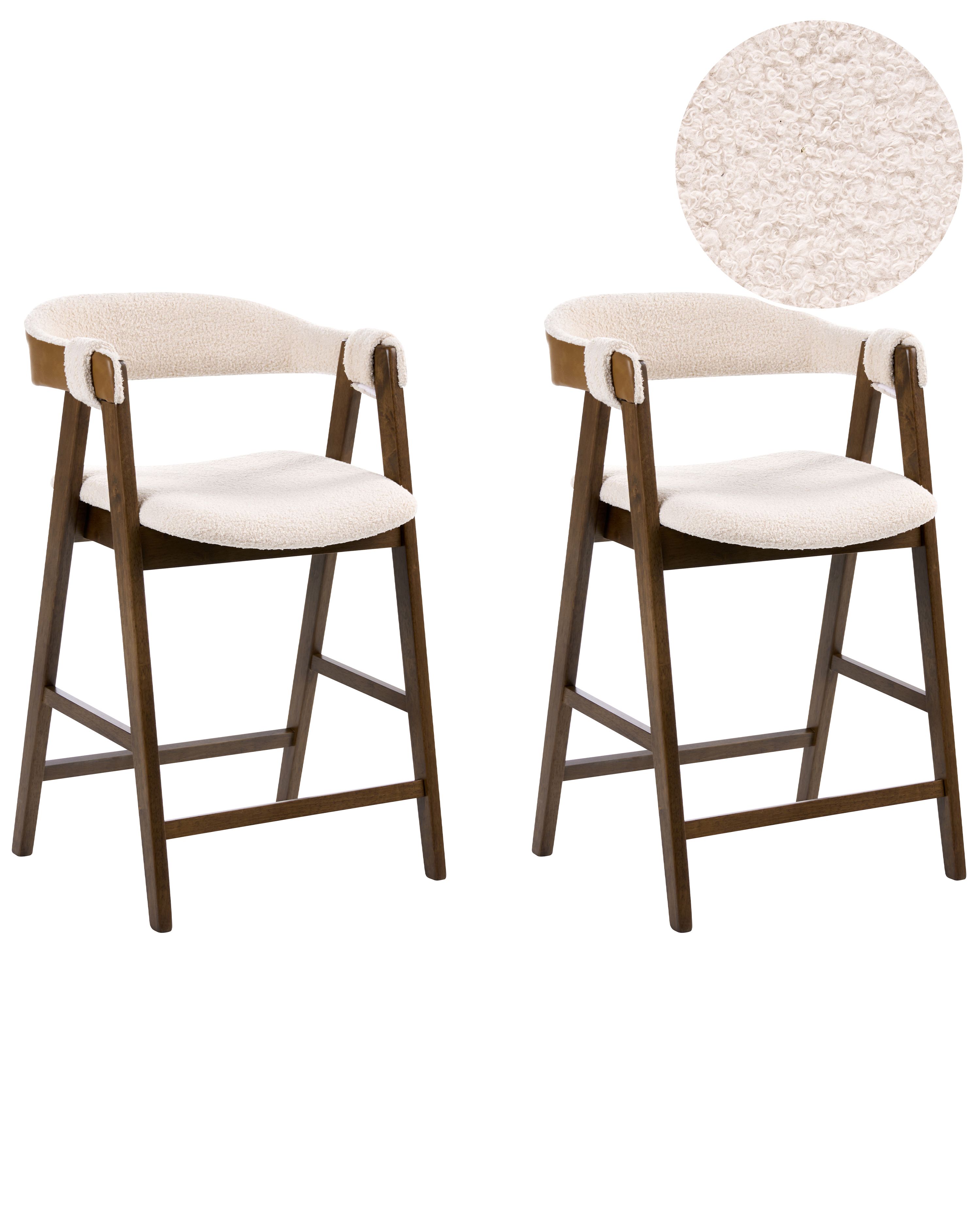 Set of 2 Bar Chairs DAY Boucle Brown/ Light Beige
