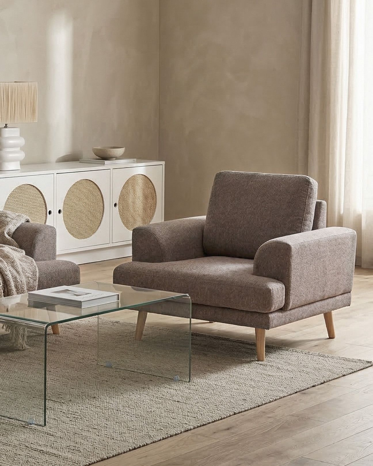 Armchair KILDAL Fabric Brown