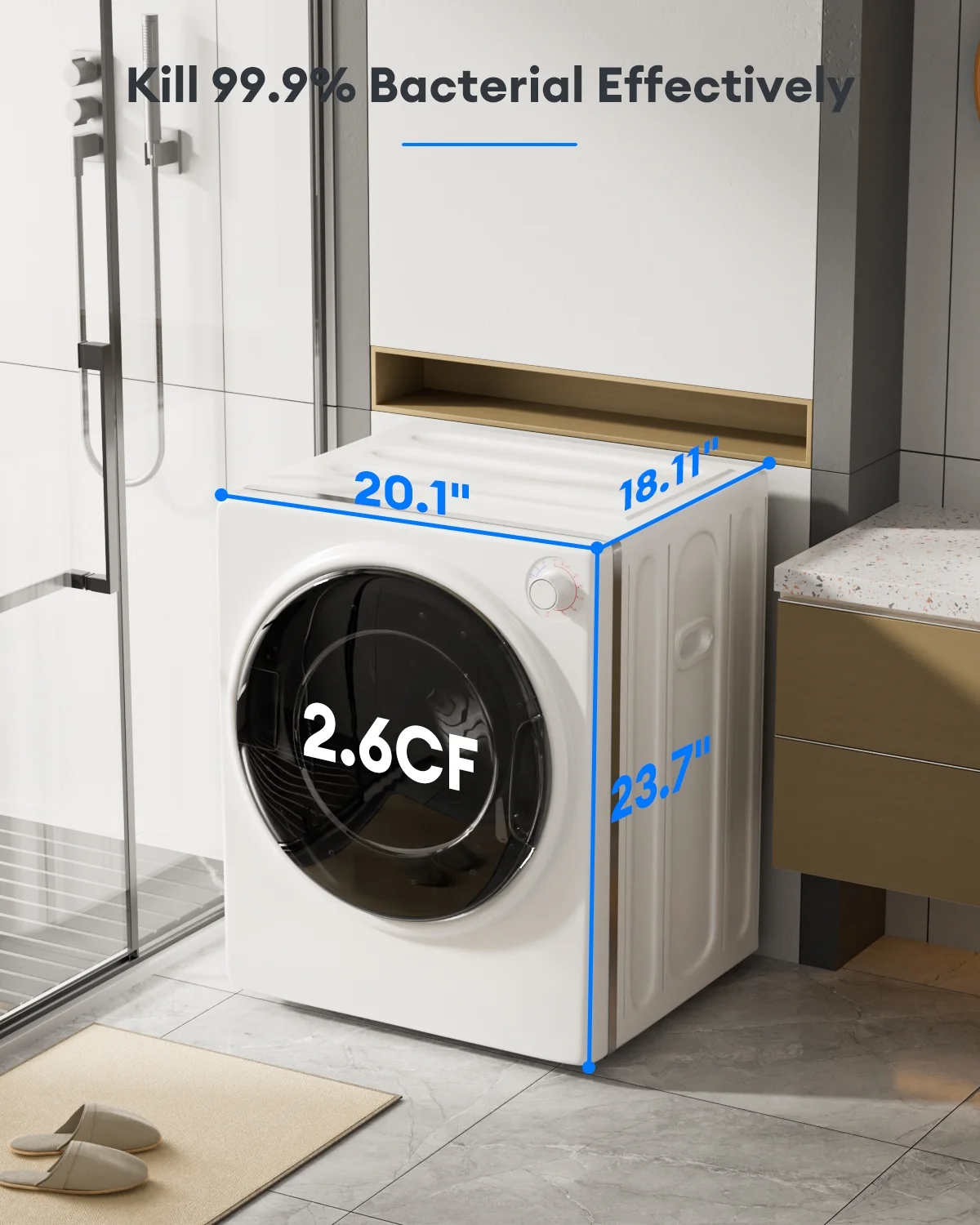 TABU Washer and Dryer Set, 17.6LBS Full Automatic Washing Machine & 8.8LBS Portable Dryer (Gray&White) - Image 43