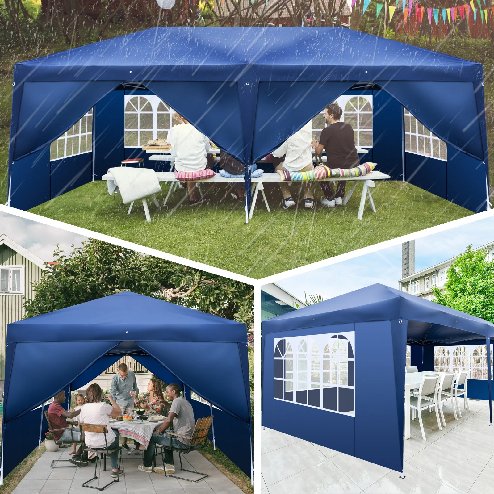 Zimtown 10'x 20' Patio EZ POP UP Party Tent Wedding Gazebo Canopy Marquee 6 Walls